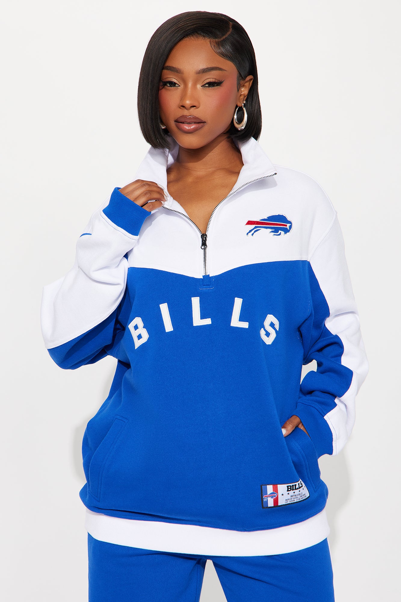 NFL Buffalo Bills Half Zip Sweatshirt - Royal/combo