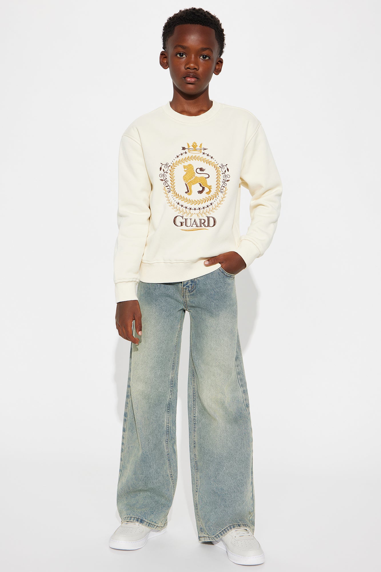Mini Royal Guard Oversized Crewneck Sweater - Cream