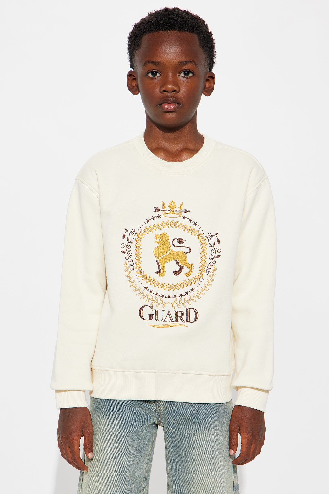 Mini Royal Guard Oversized Crewneck Sweater - Cream