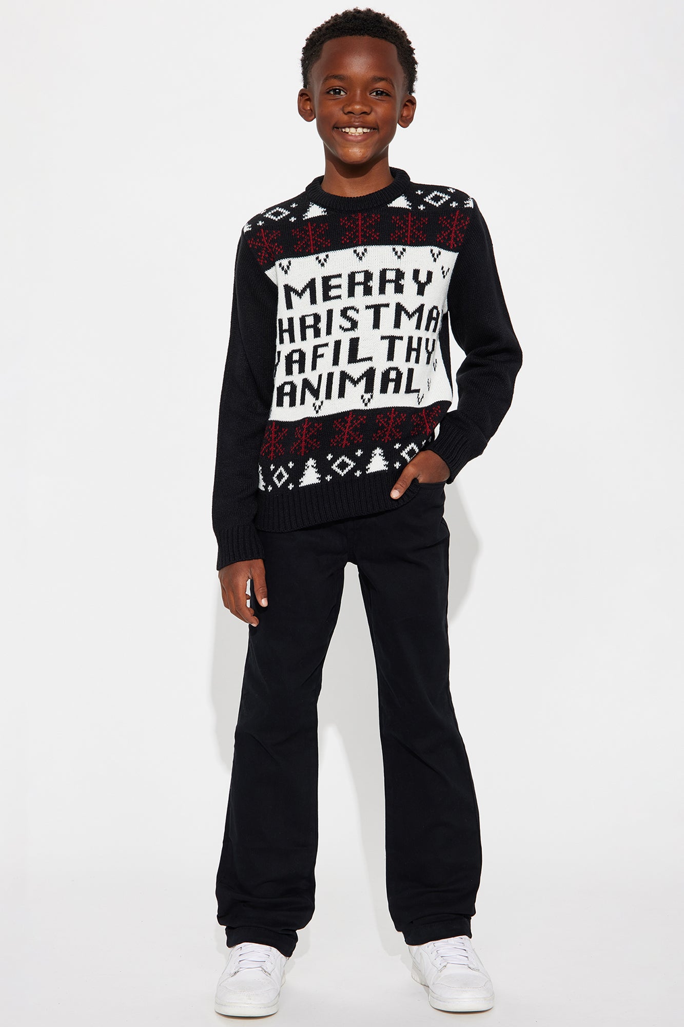 Mini Another Filthy Christmas Sweater - Black/White