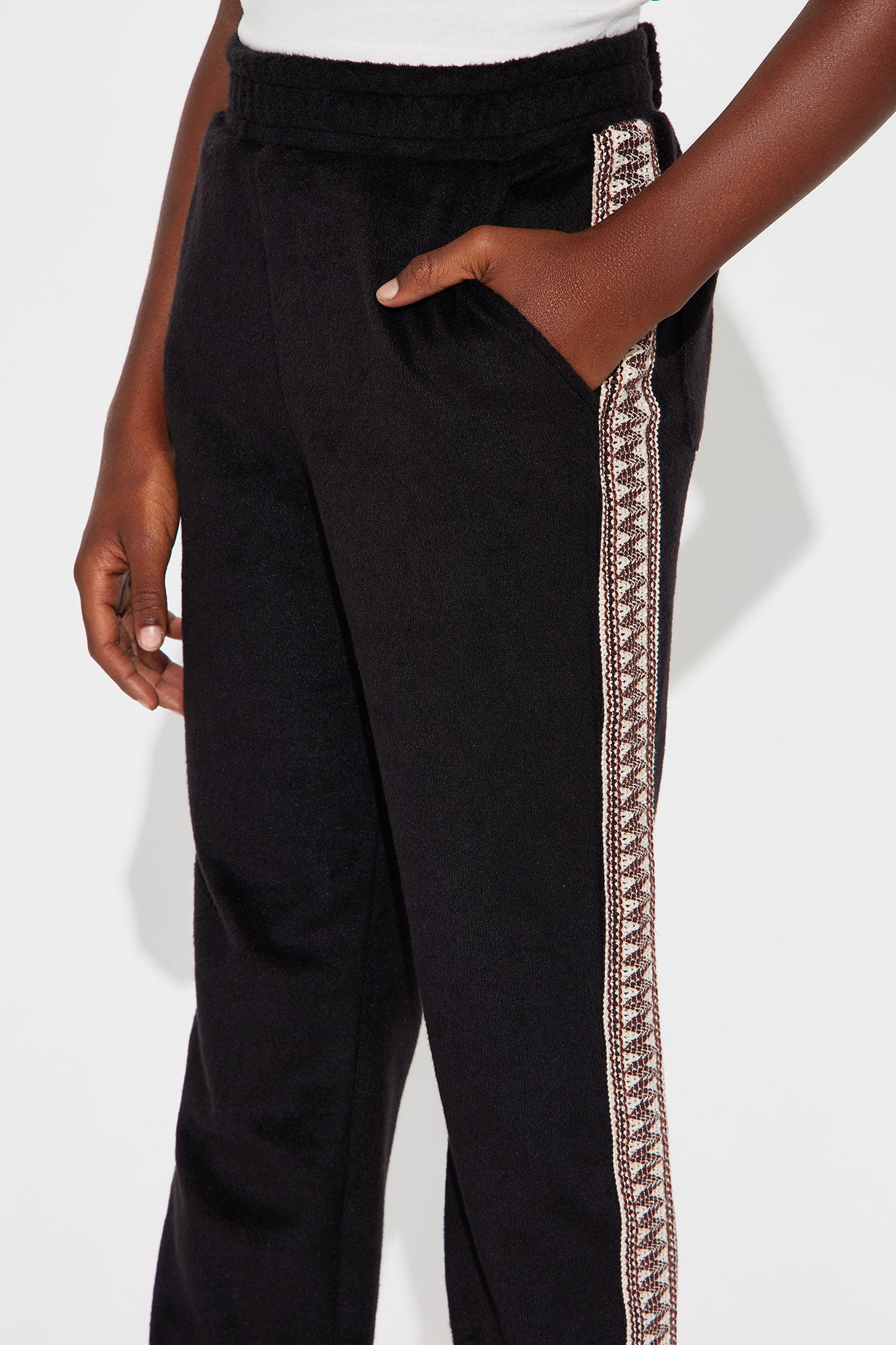 Mini Wooley Taped Straight Sweatpants - Black