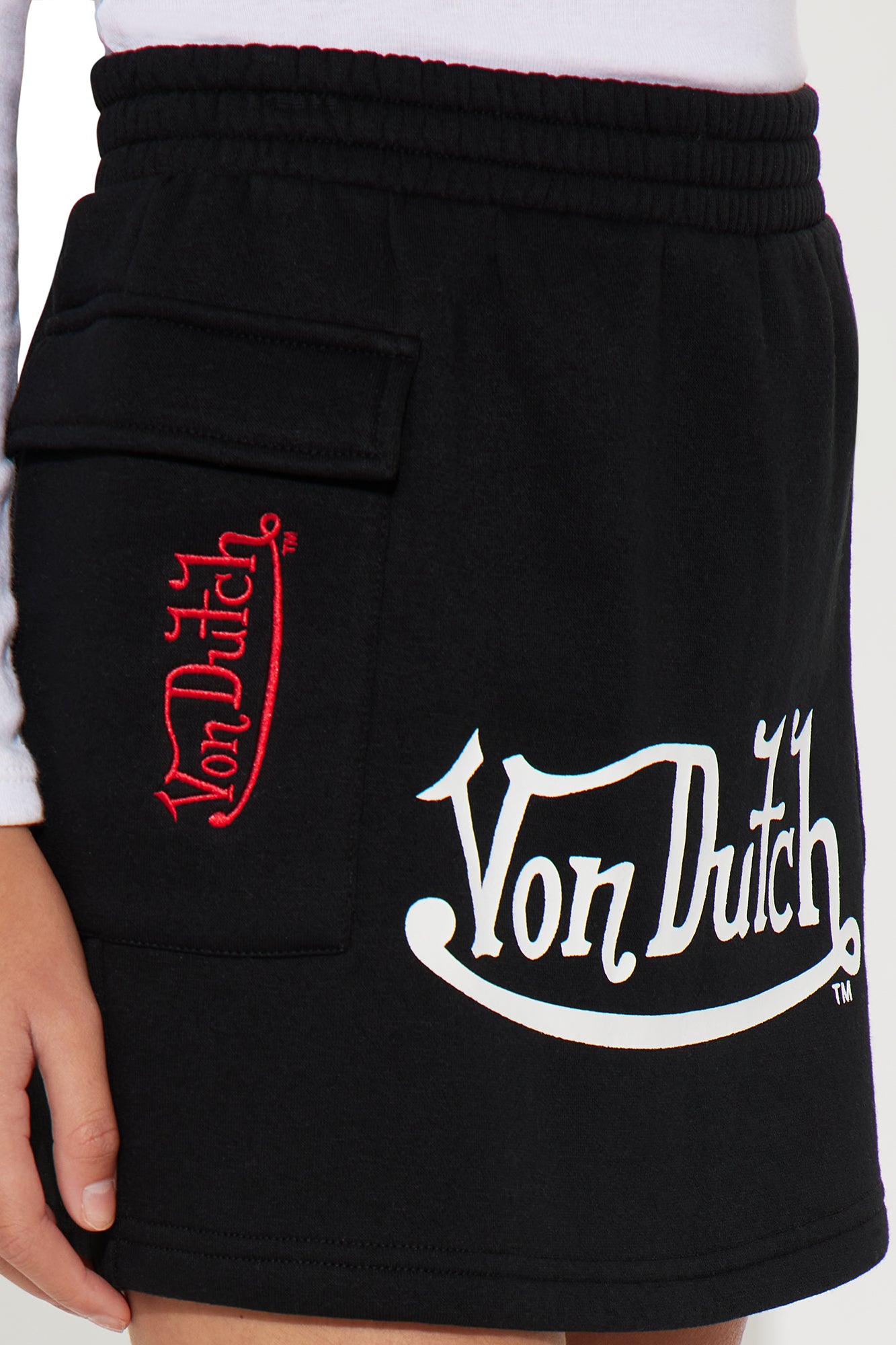 Mini Von Dutch Fleece Mini Skirt - Black