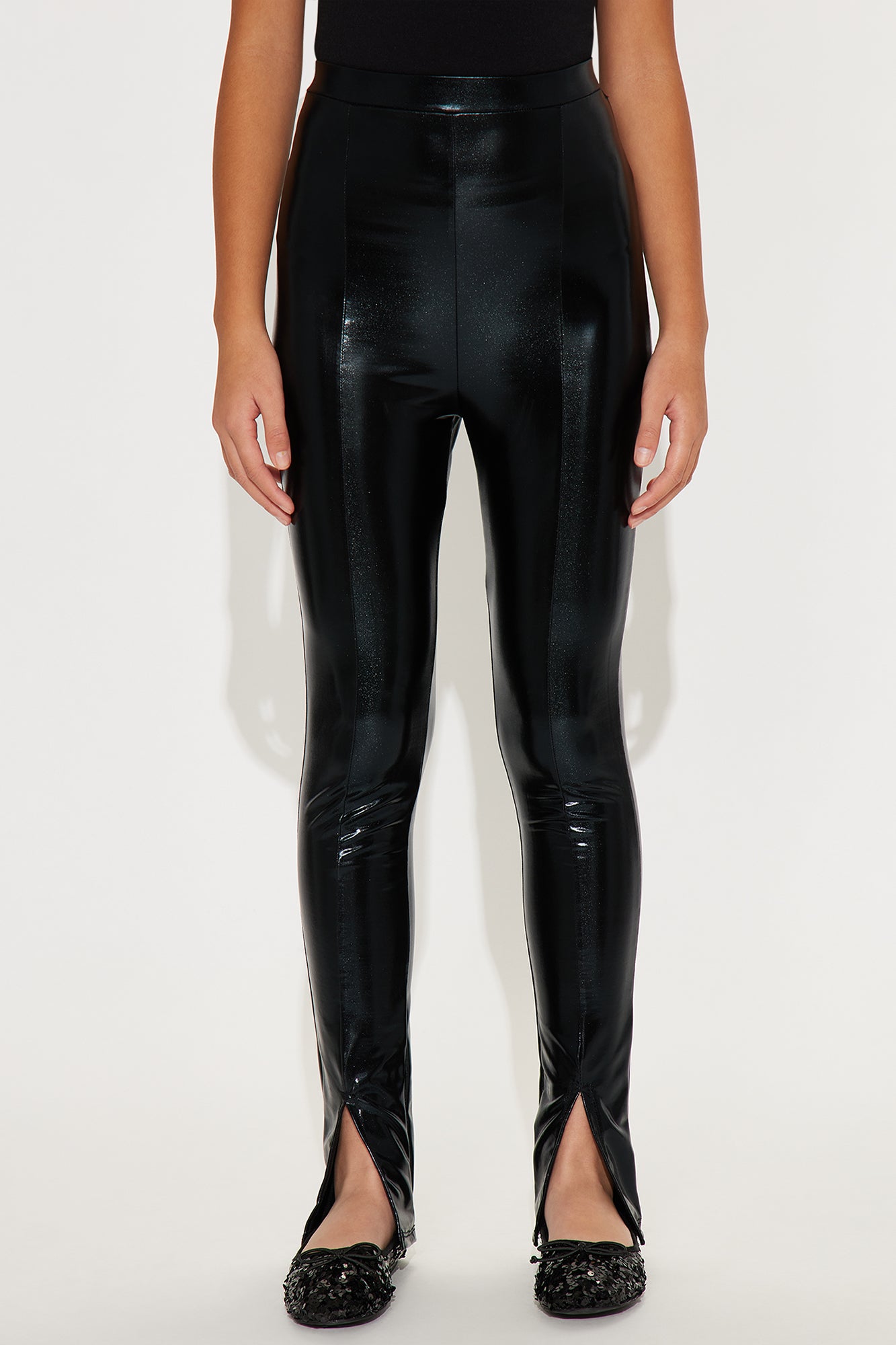 Mini Sleek Surprise Faux Leather Legging - Black