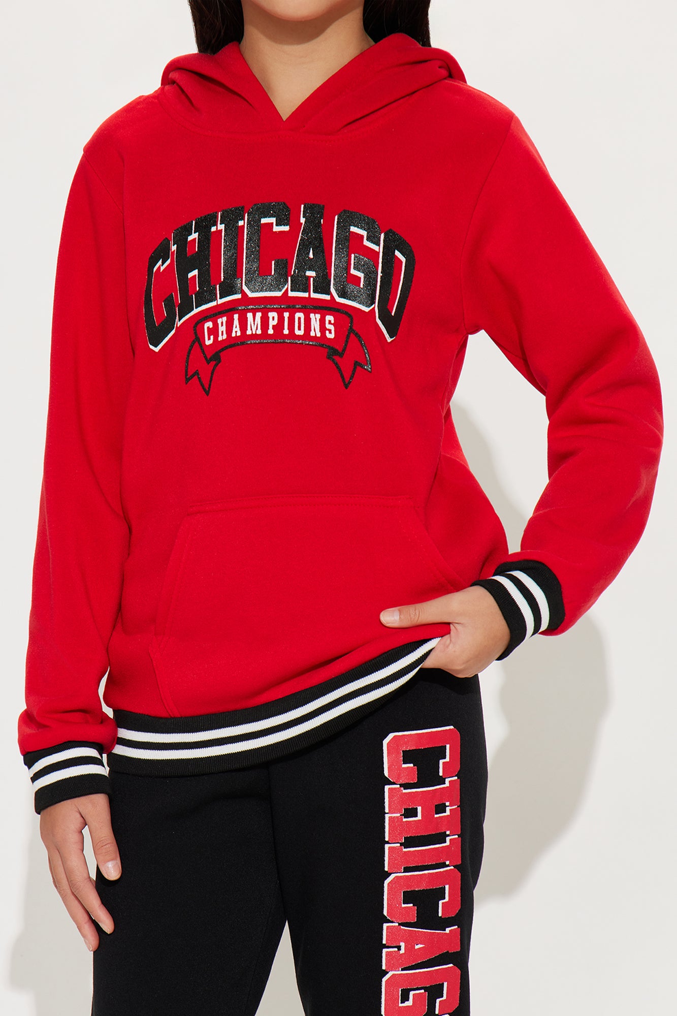 Mini Chicago Champions Hoodie And Pant Set - Red/combo