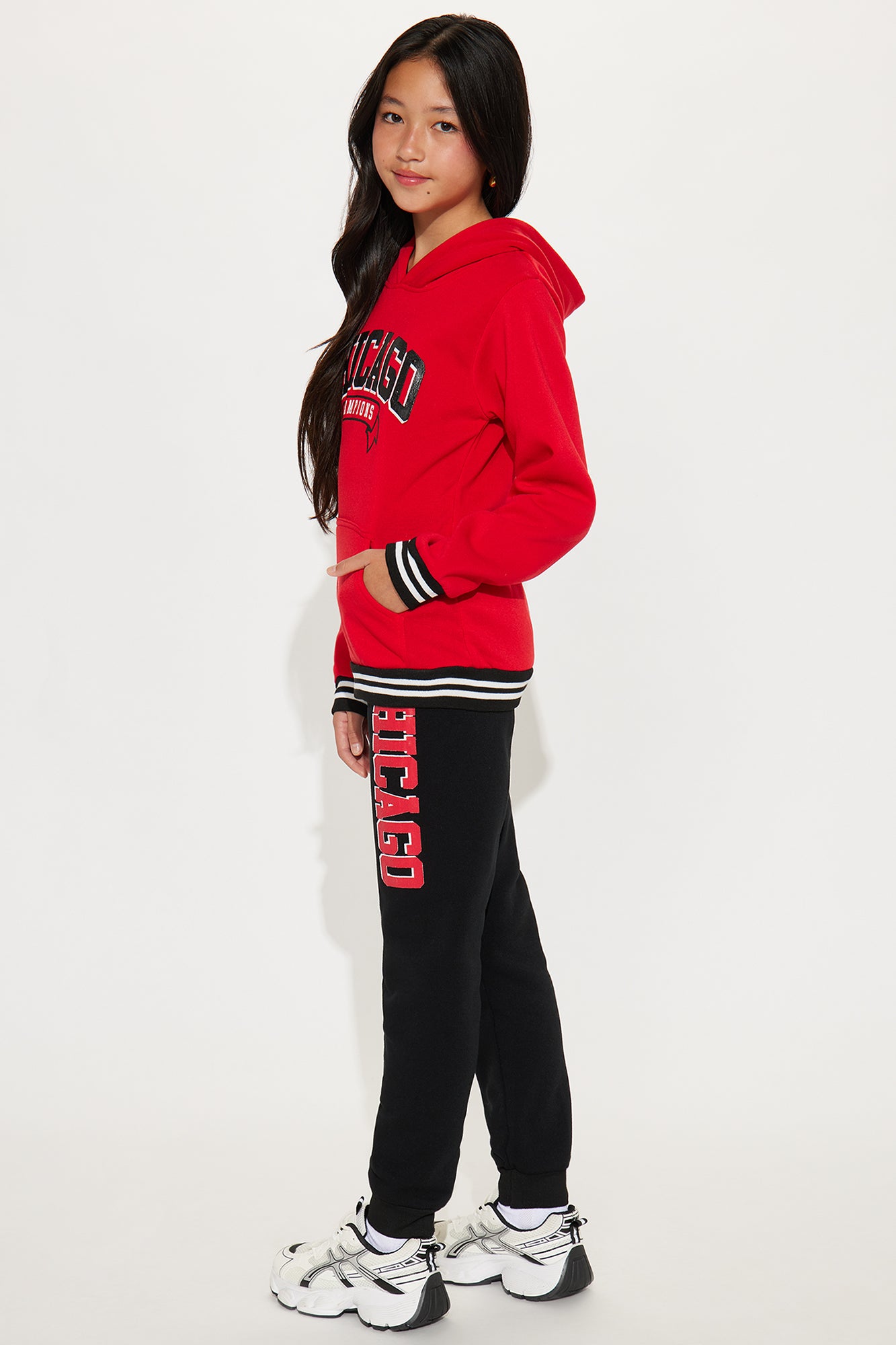 Mini Chicago Champions Hoodie And Pant Set - Red/combo