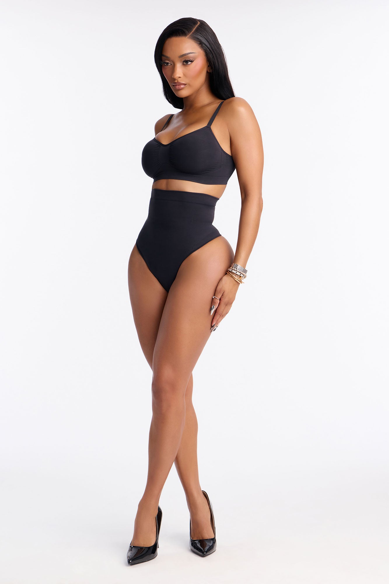 Nova Sculpt Seamless Strong Compression High Waisted Thong - Black