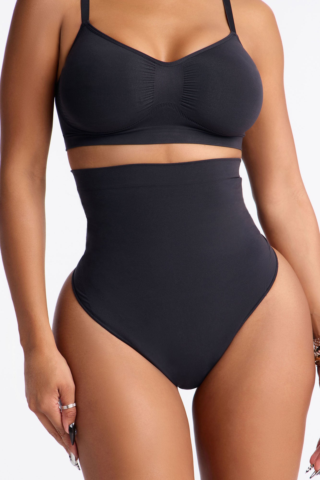 Nova Sculpt Seamless Strong Compression High Waisted Thong - Black