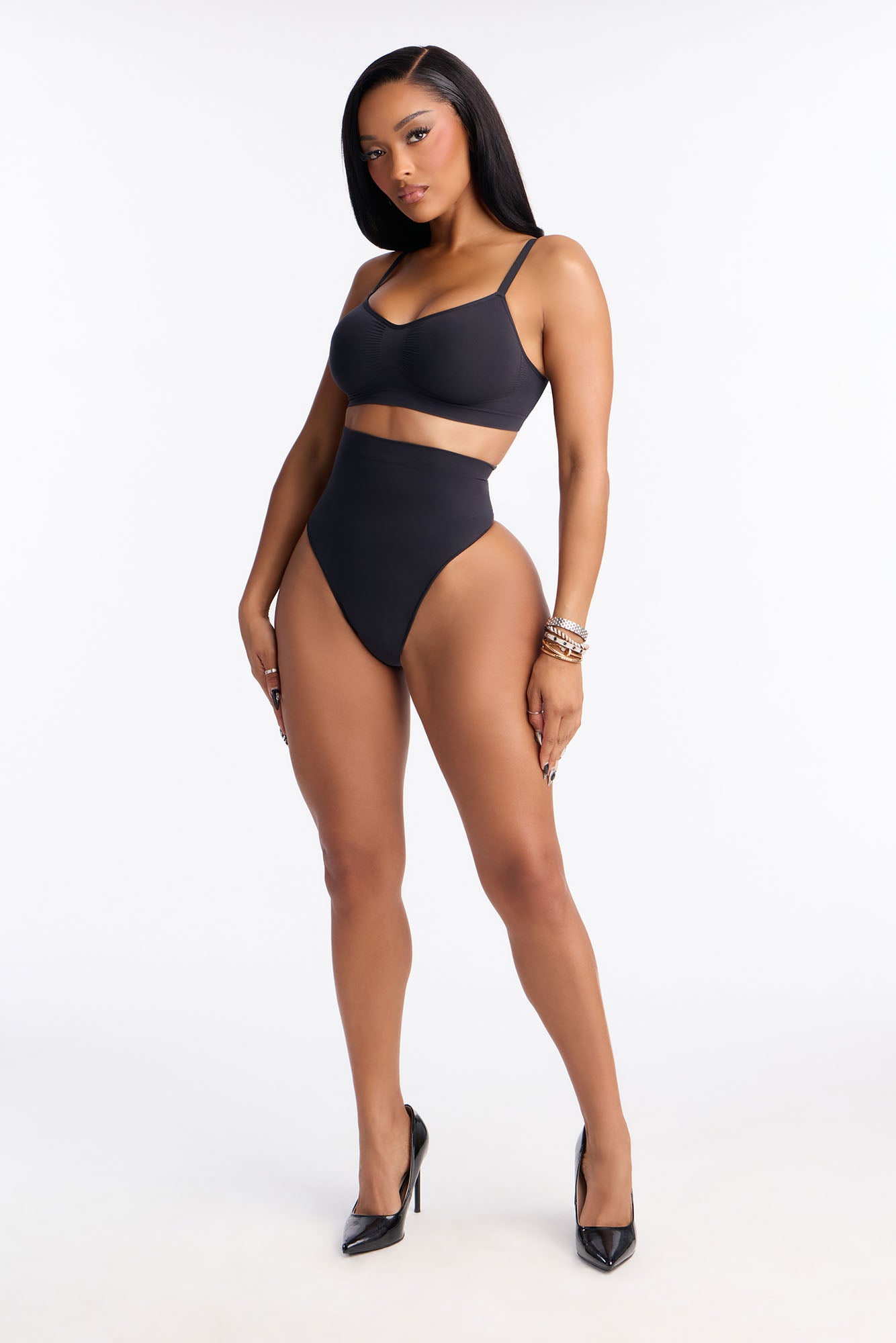 Nova Sculpt Seamless Strong Compression Mid Waist Thong - Black