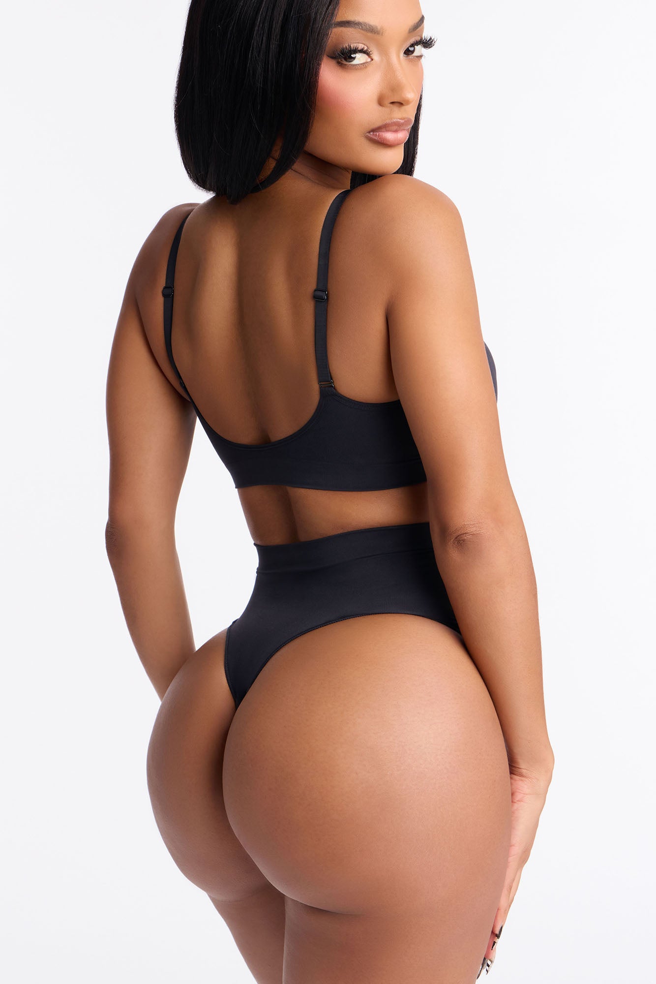 Nova Sculpt Seamless Strong Compression Mid Waist Thong - Black