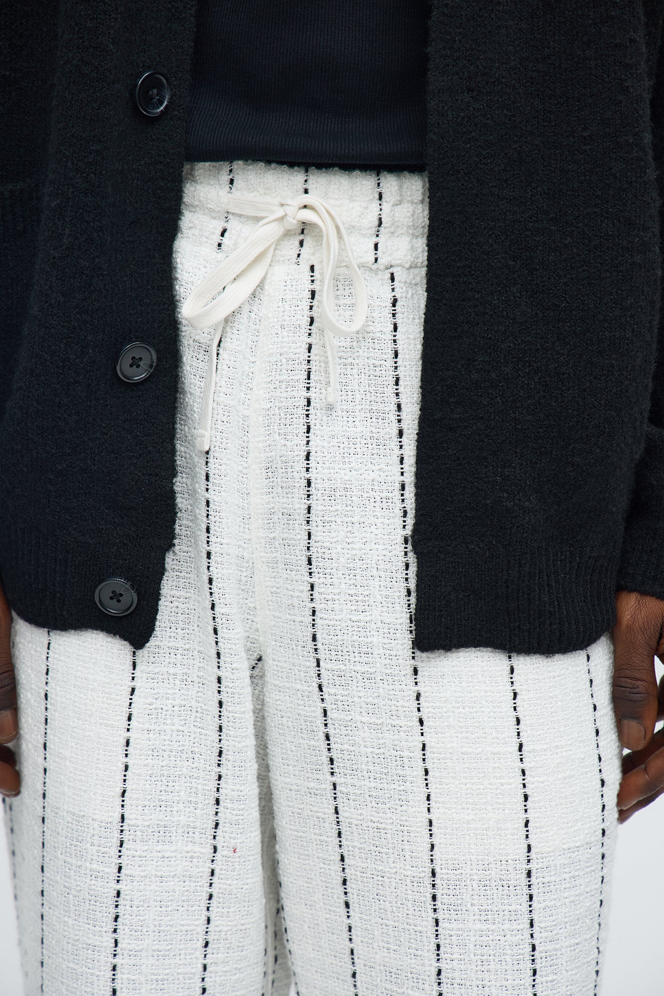 Straight Newport Beach Textured Drawstring Pant - White