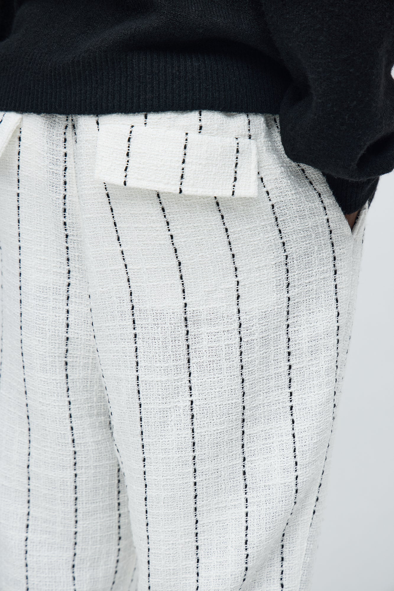 Straight Newport Beach Textured Drawstring Pant - White