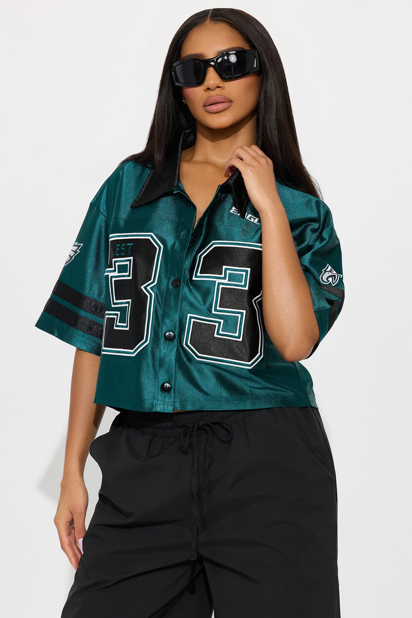 NFL Philadelphia Eagles Cropped Shirt - Green/combo