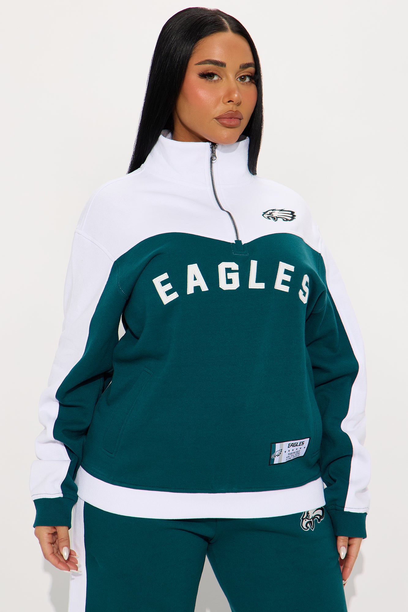 NFL Philadelphia Eagles Half Zip Sweatshirt - Green/combo