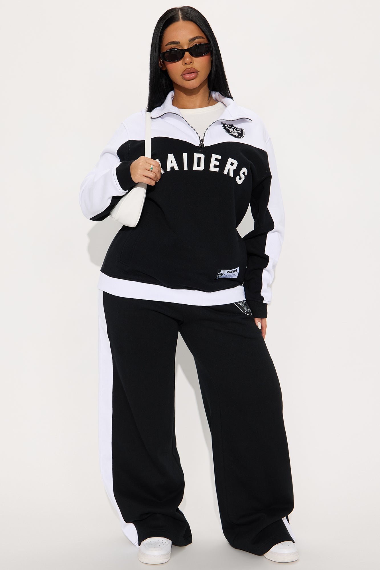NFL Raiders Half Zip Fleece Sweatshirt - Black