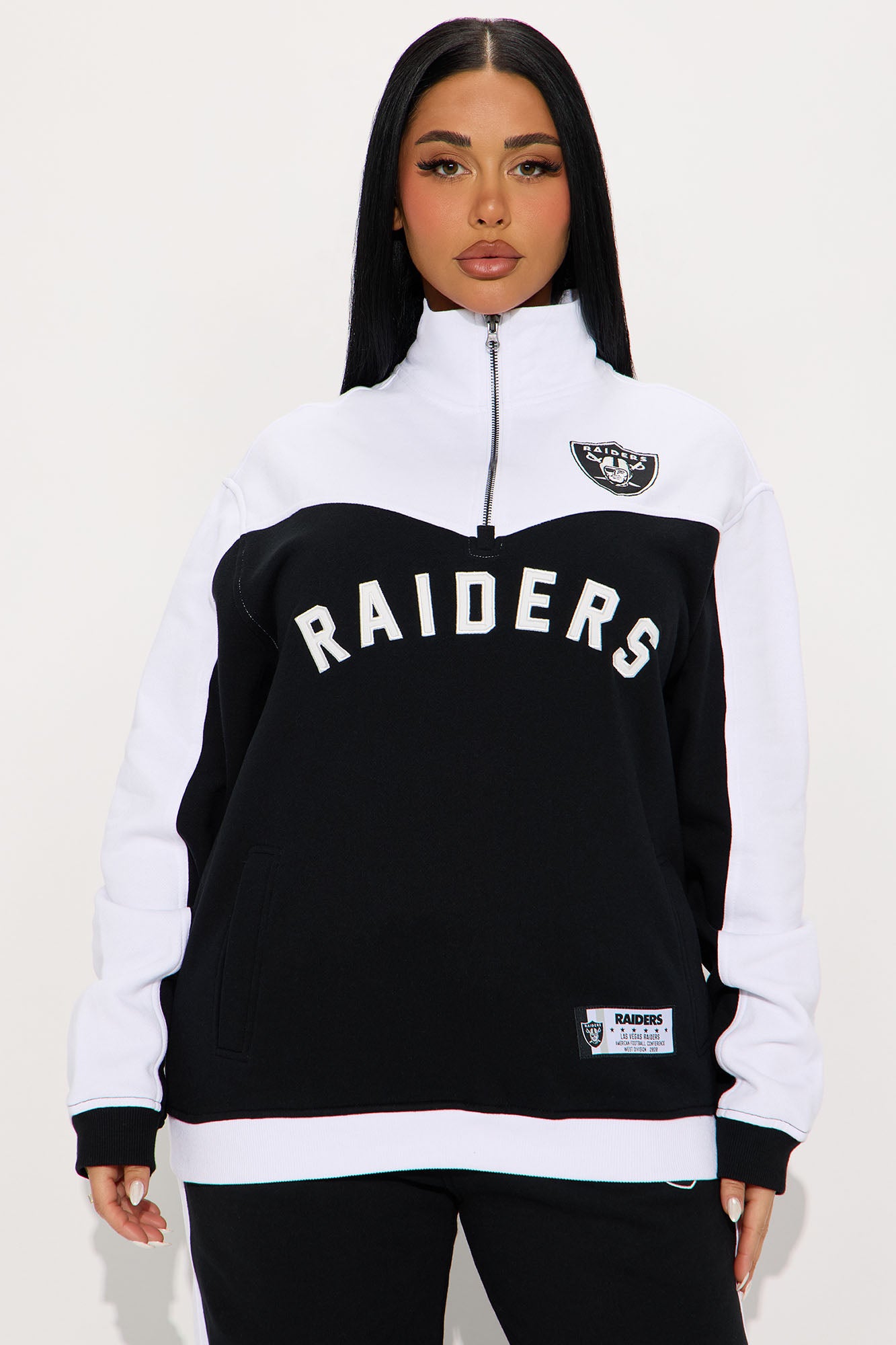 NFL Raiders Half Zip Fleece Sweatshirt - Black