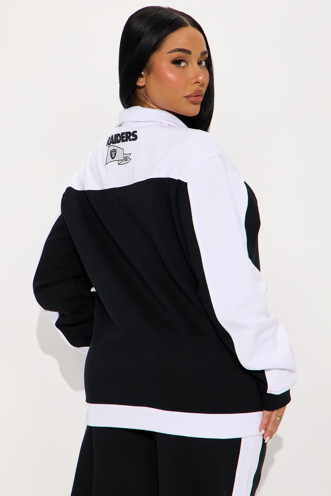 NFL Raiders Half Zip Fleece Sweatshirt - Black