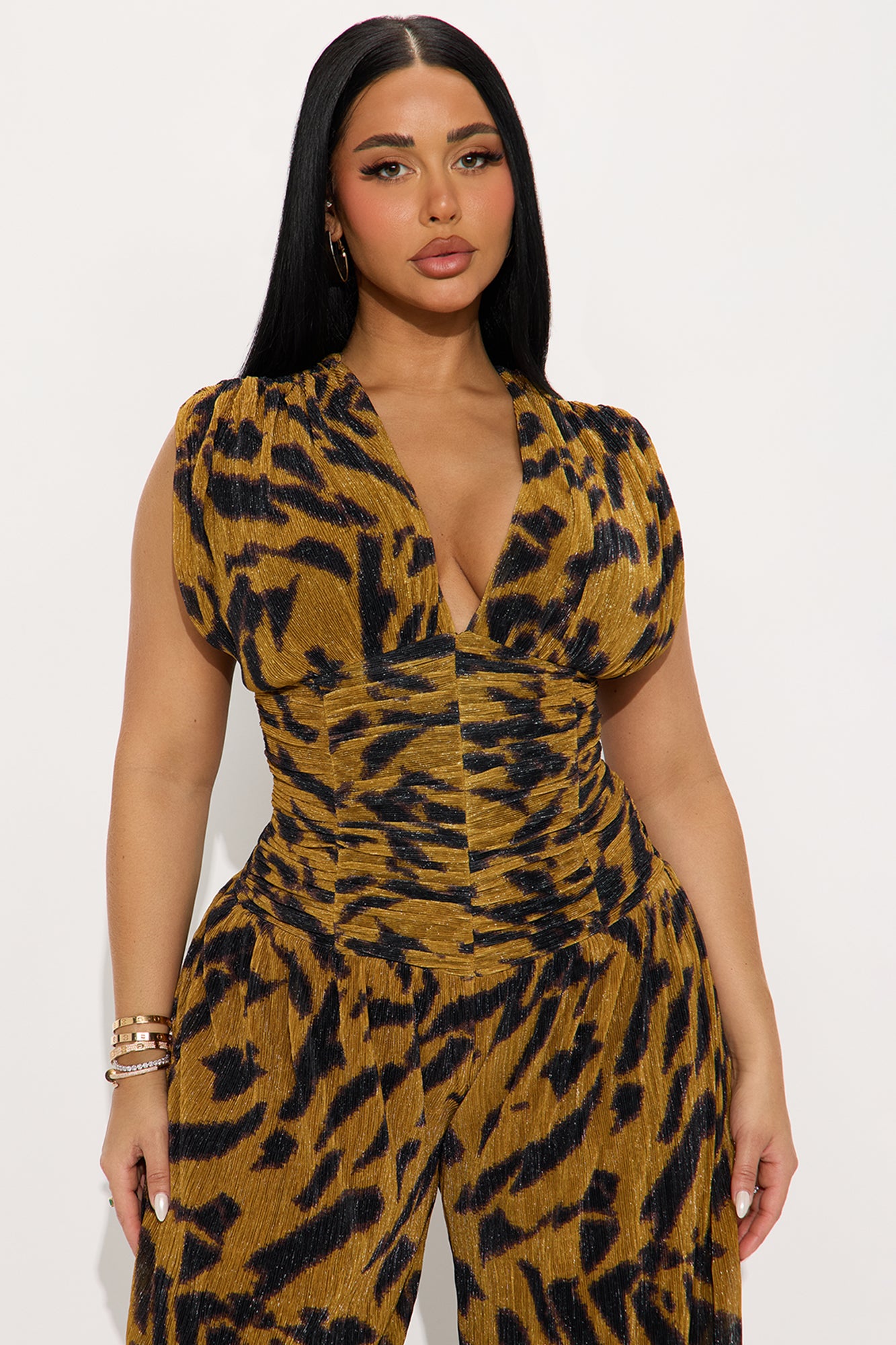Animal Attraction Wide Leg Jumpsuit - Gold