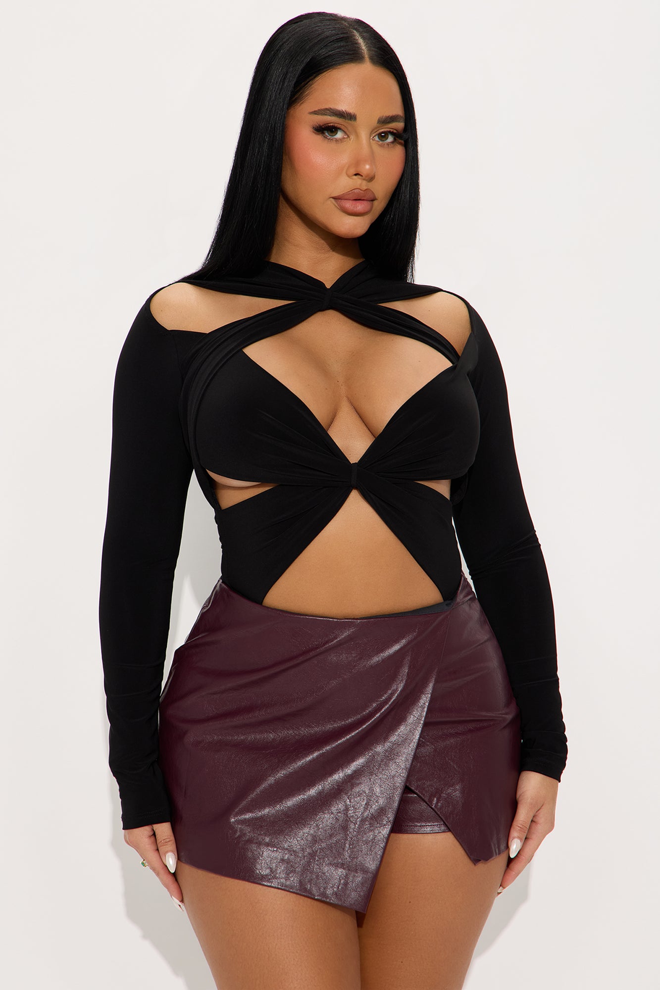 Never Too Much Long Sleeve Bodysuit - Black