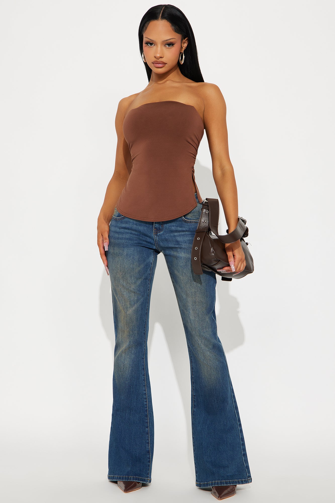 Lizzie Low Rise Tinted Flare Jeans - Dark Wash