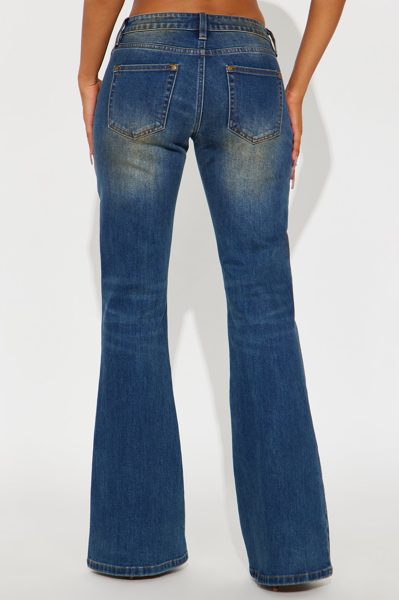 Lizzie Low Rise Tinted Flare Jeans - Dark Wash