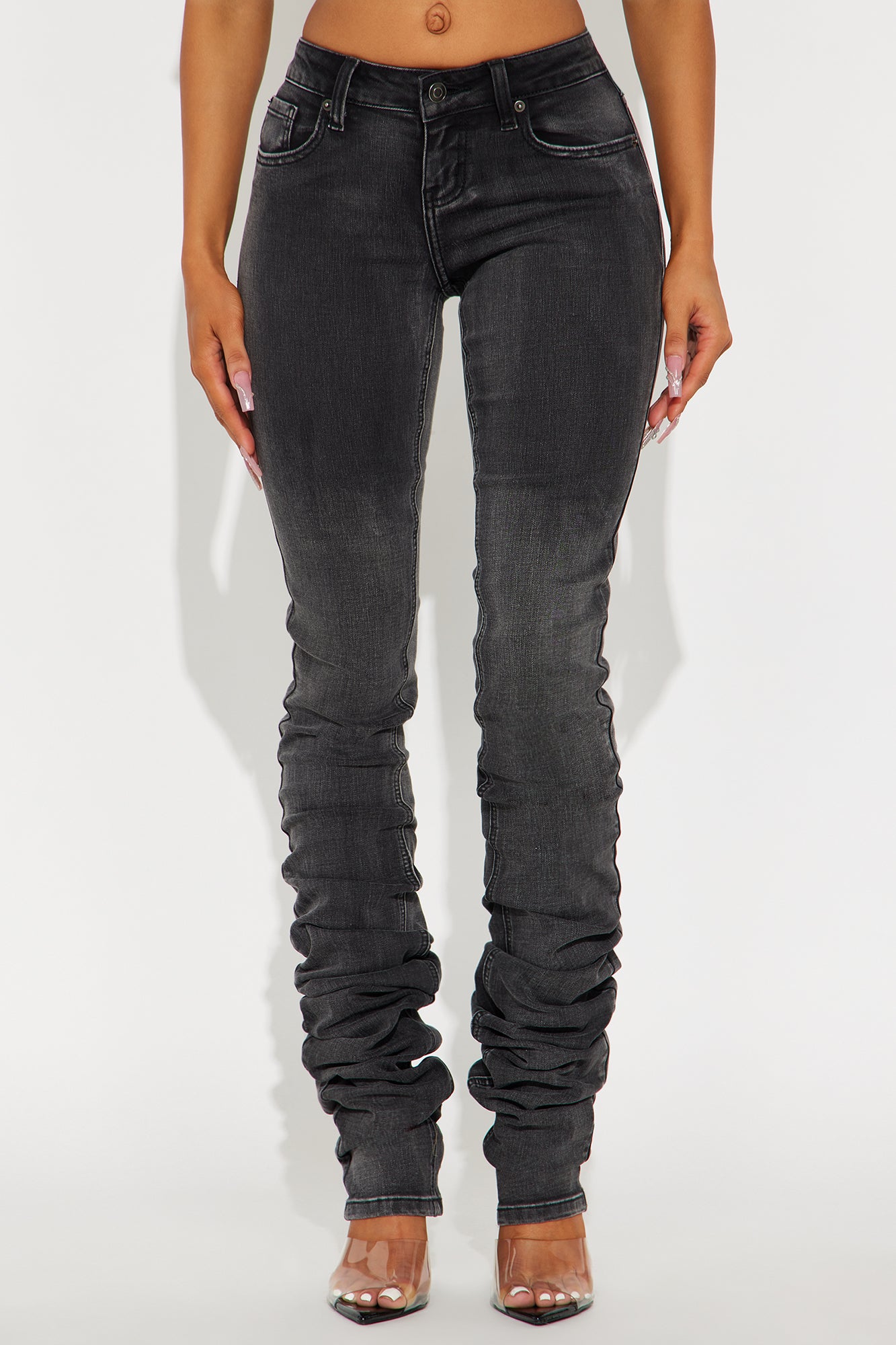 Barely There Stacked Skinny Jeans - Black Wash