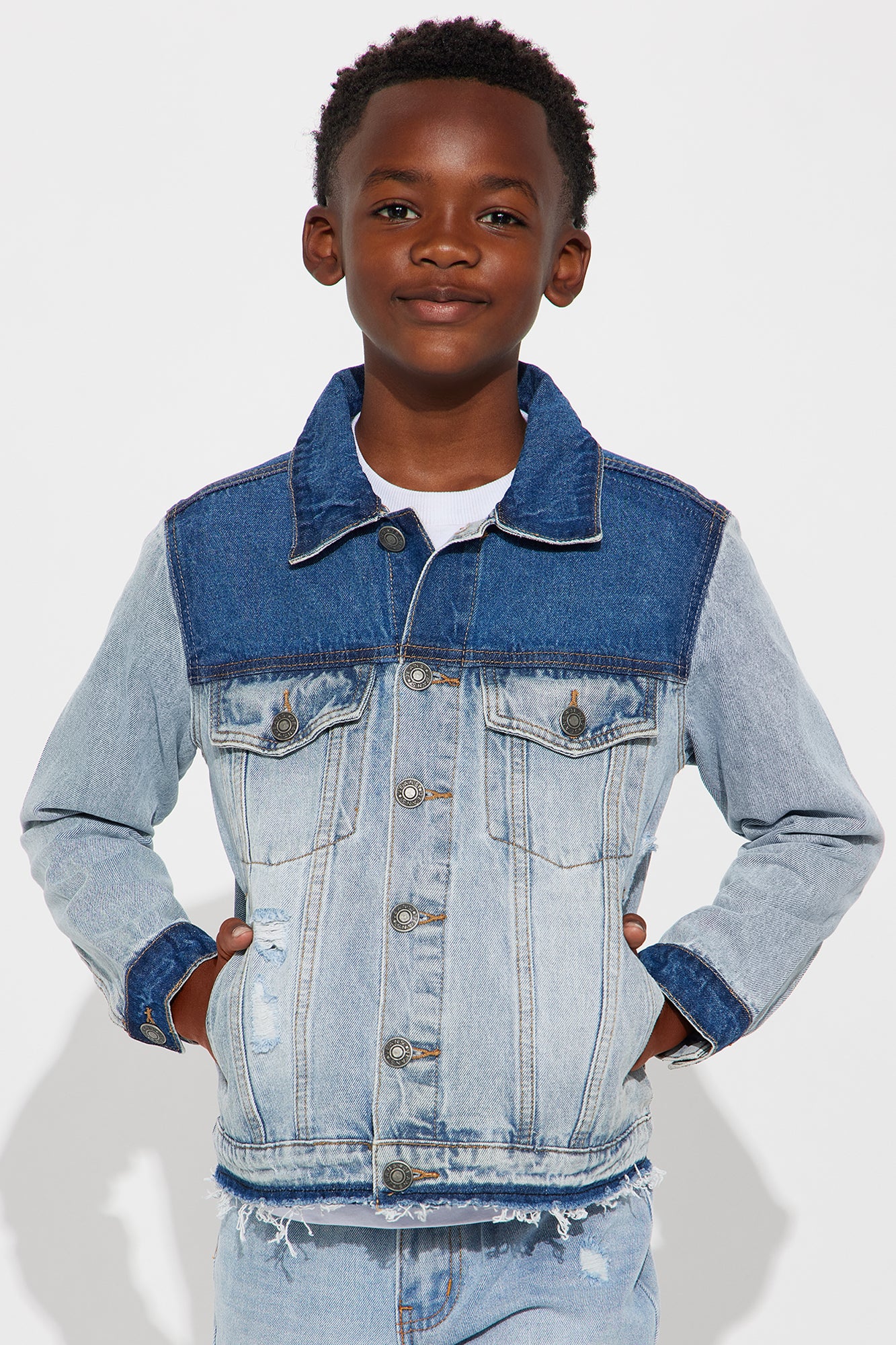 Mini Ruthless Back Hit Denim Trucker Jacket - Light Blue Wash