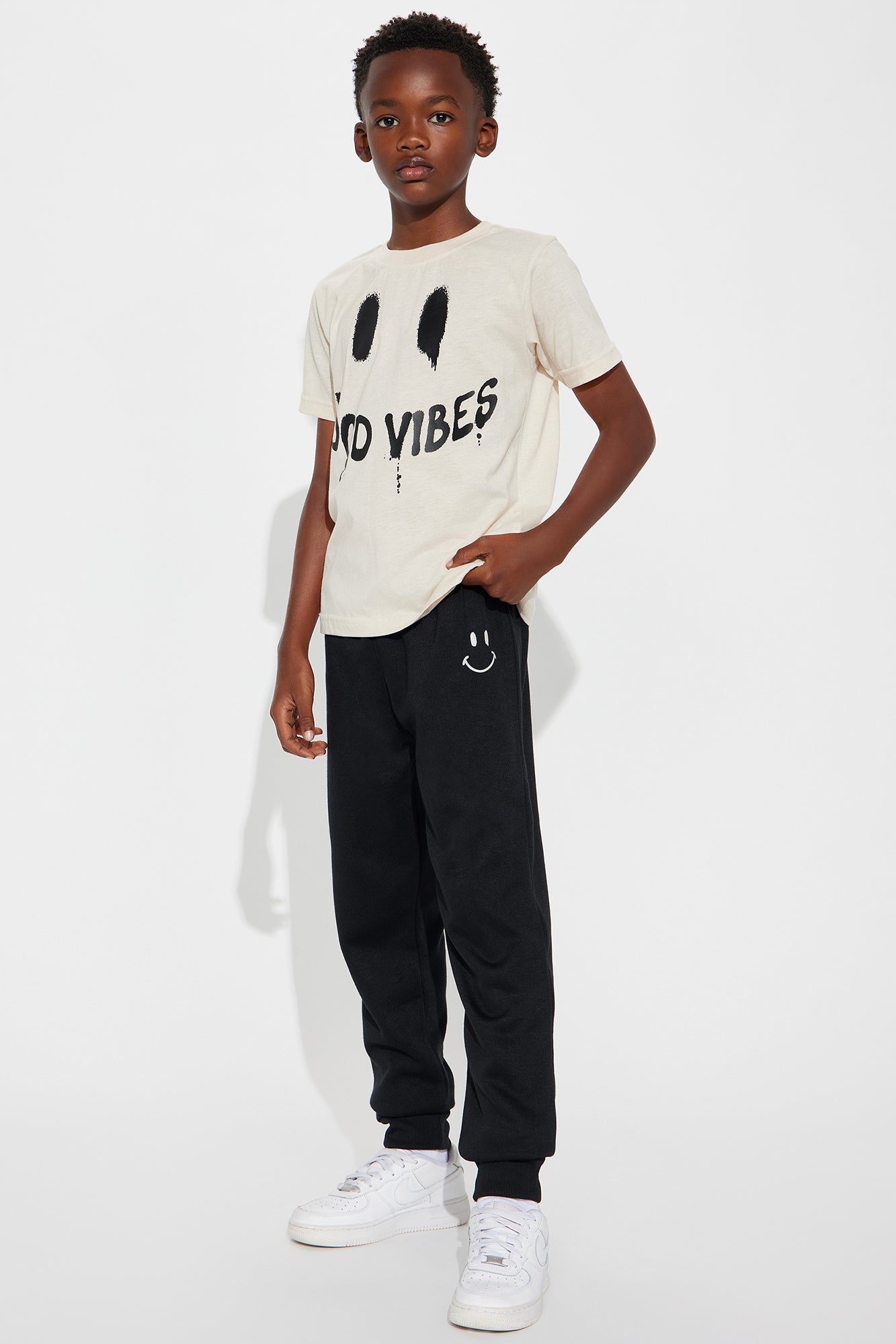 Mini Spreading Good Vibes Jogger Pant Set - Sand/combo