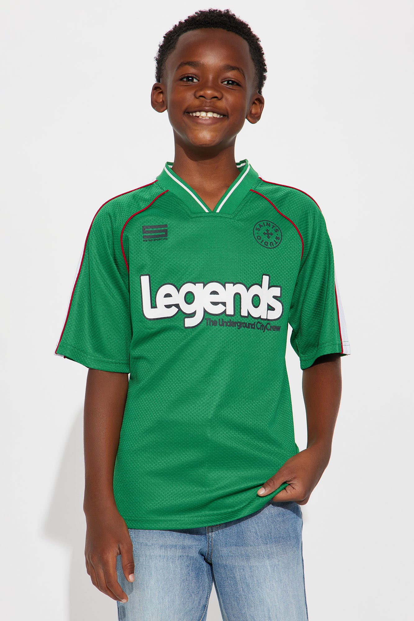 Mini Legends V-Neck Soccer Jersey - Green