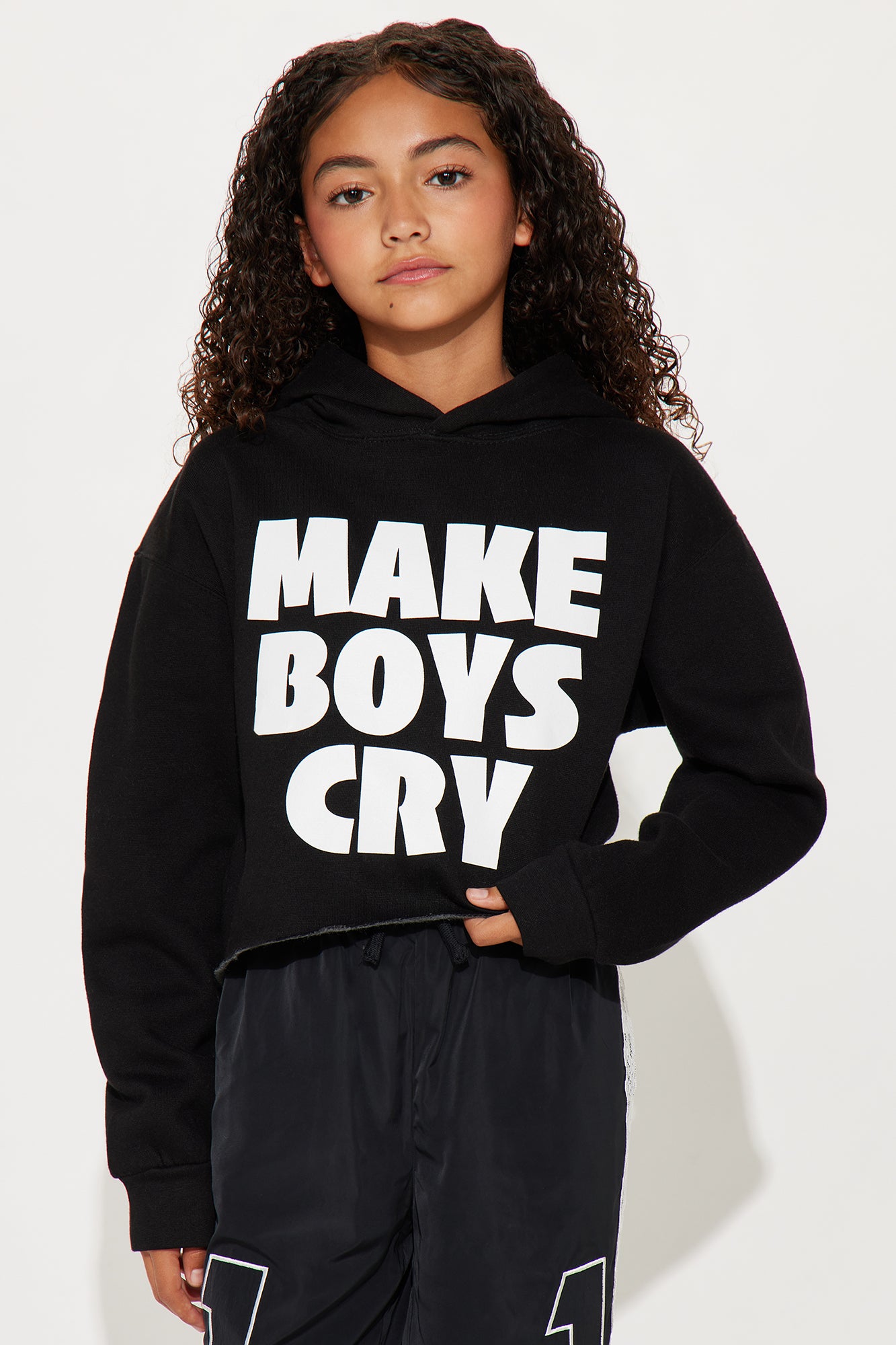 Mini Make Boys Cry Hoodie - Black
