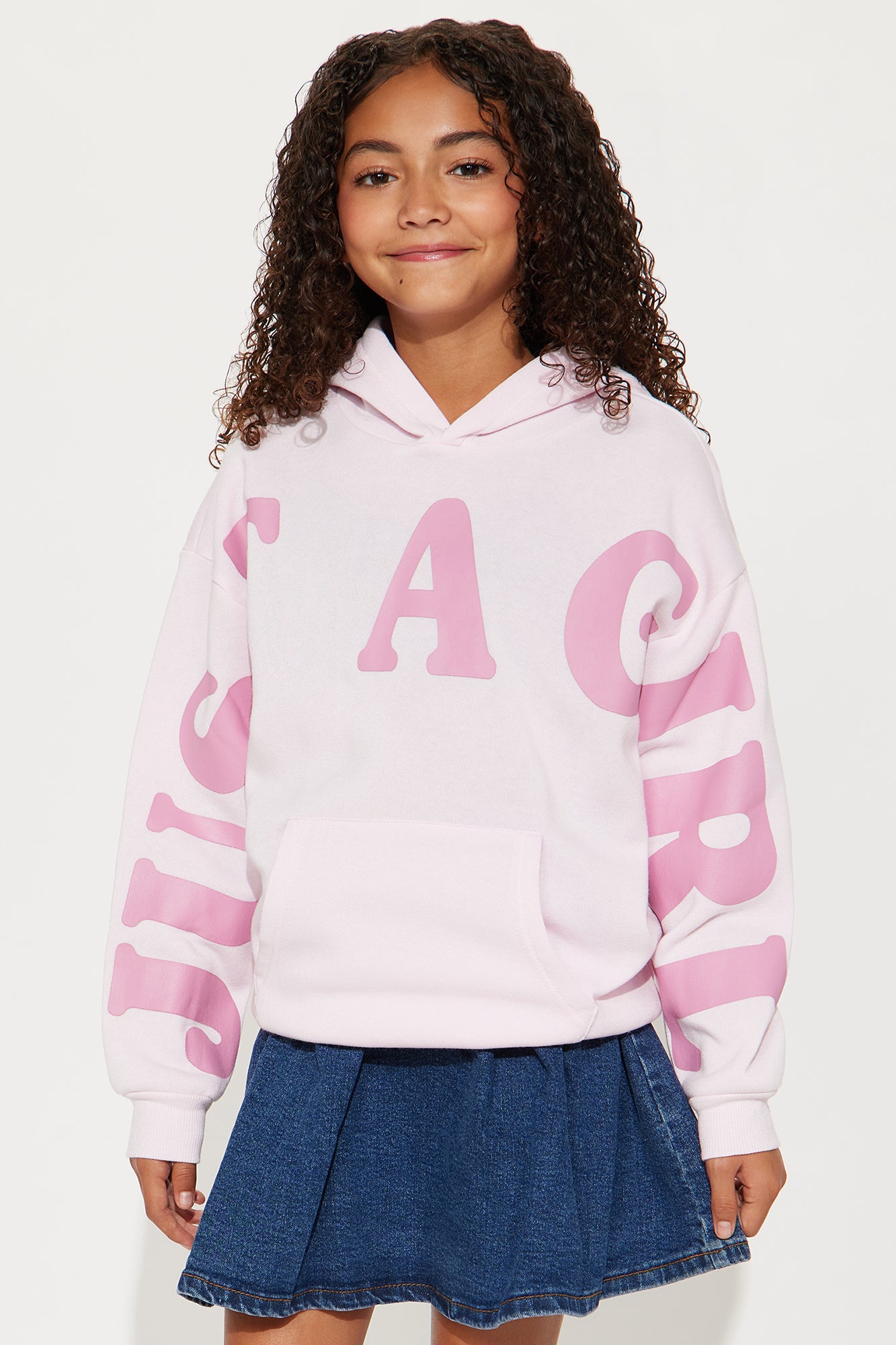 Mini Just A Girl Pullover Hoodie - Pink