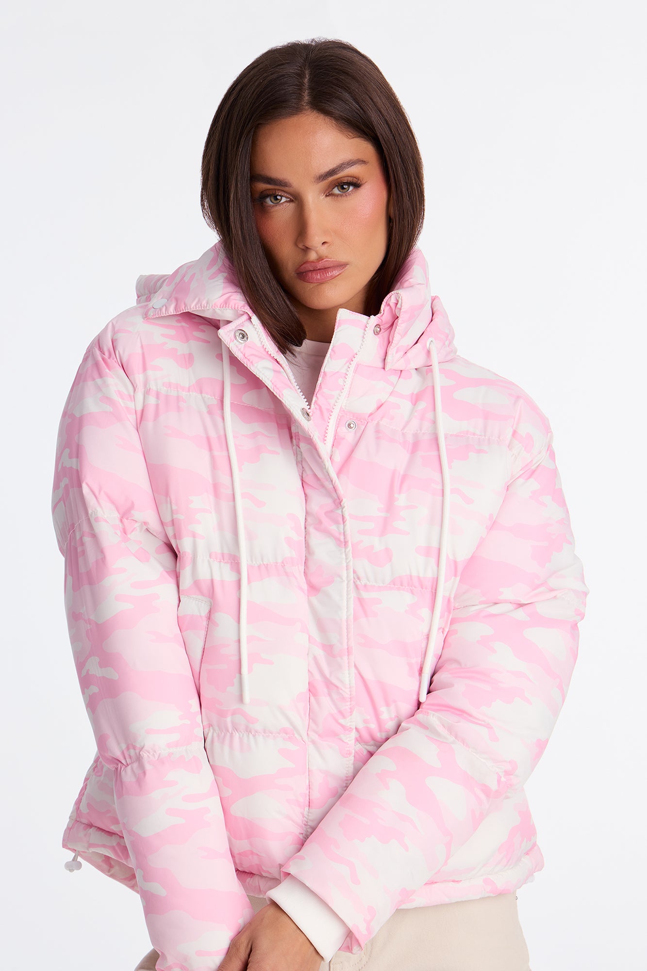 Ski Views Camouflage Puffer Jacket - Pink/combo