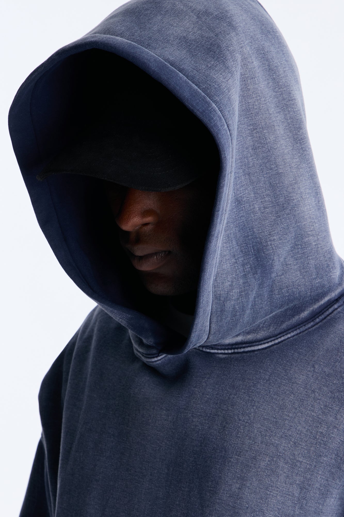 Acid Wash Oversized Heavyweight Hoodie - Navy