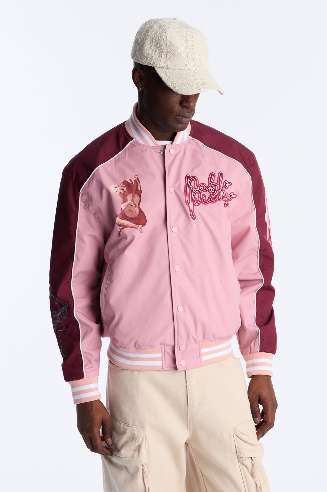 Pablo Picasso Colorblock Varsity Jacket - Pink/combo
