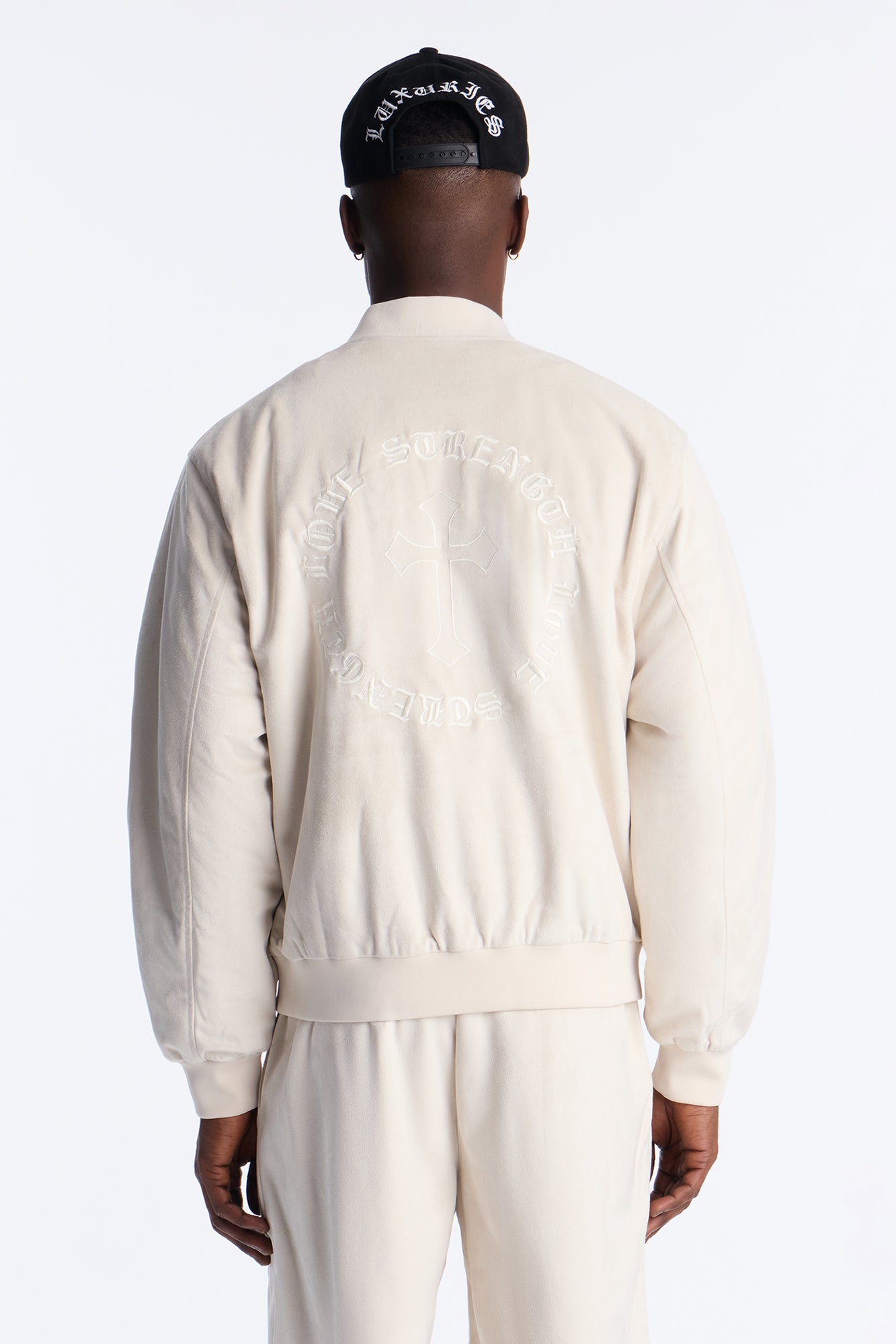 Granite Cut Suede Bomber Jacket - Off White
