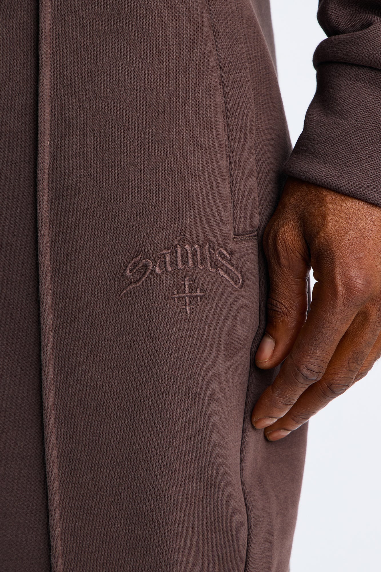 Saints Studio Embroidered Sweatpants - Chocolate