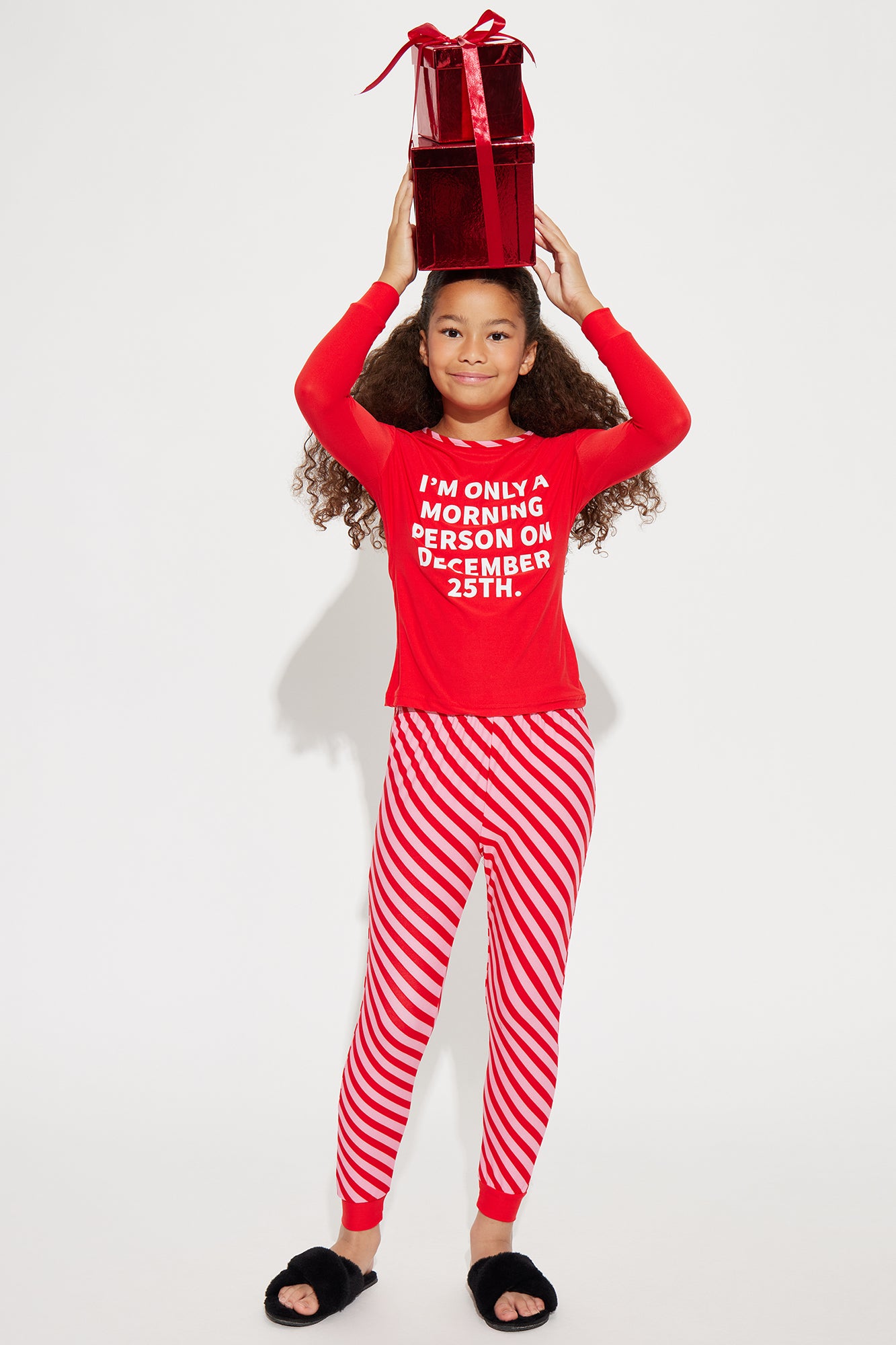 Mini Only A Morning Person On Christmas Jogger Set - Red/combo