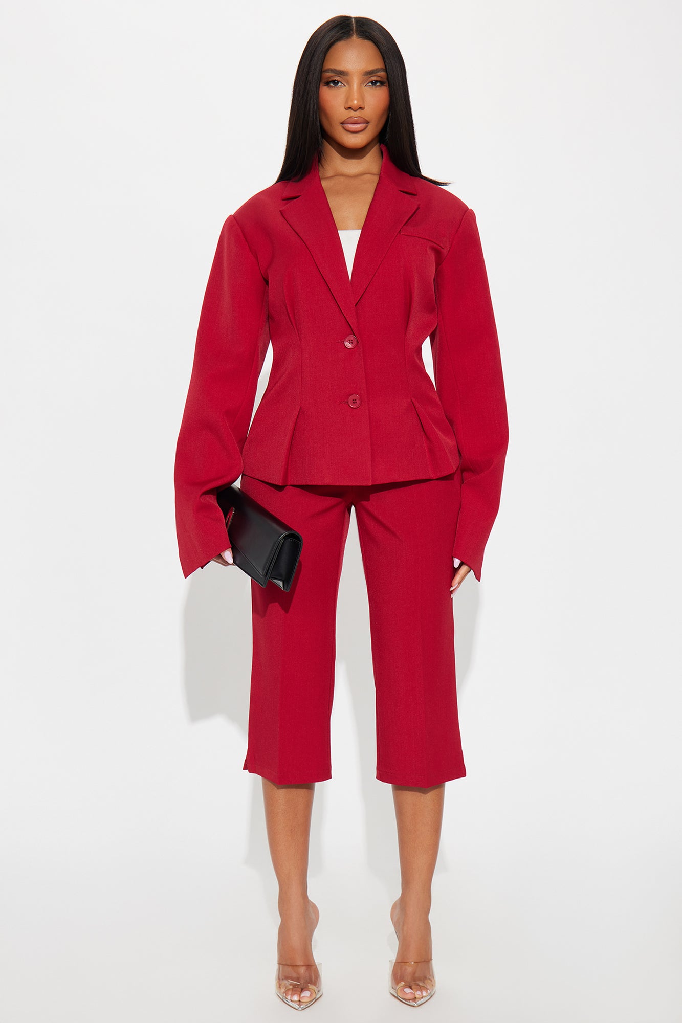 In The Moment Pleated Blazer - Red