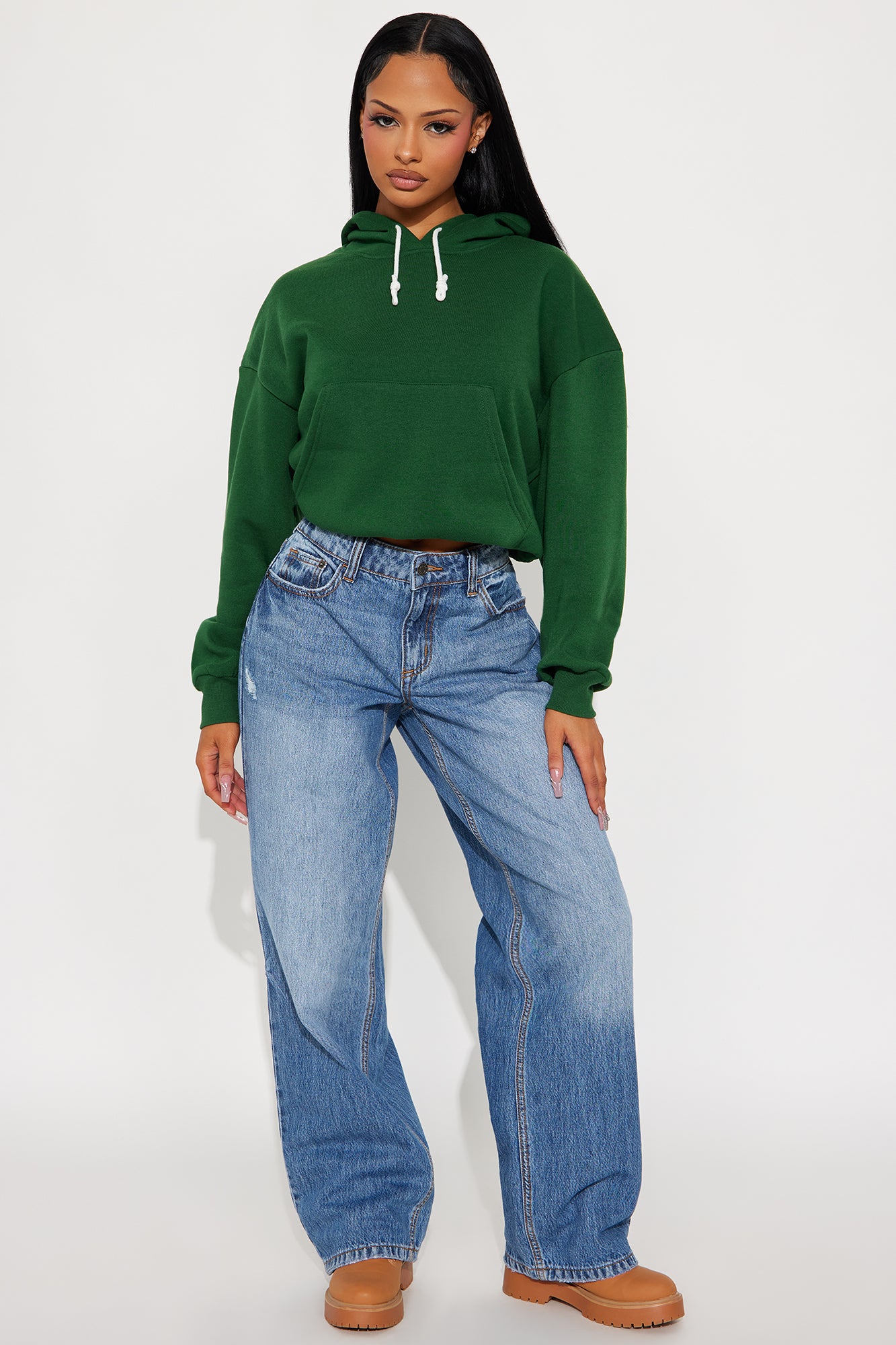 Minimalist Fleece Hoodie Sweatshirt - Hunter Green
