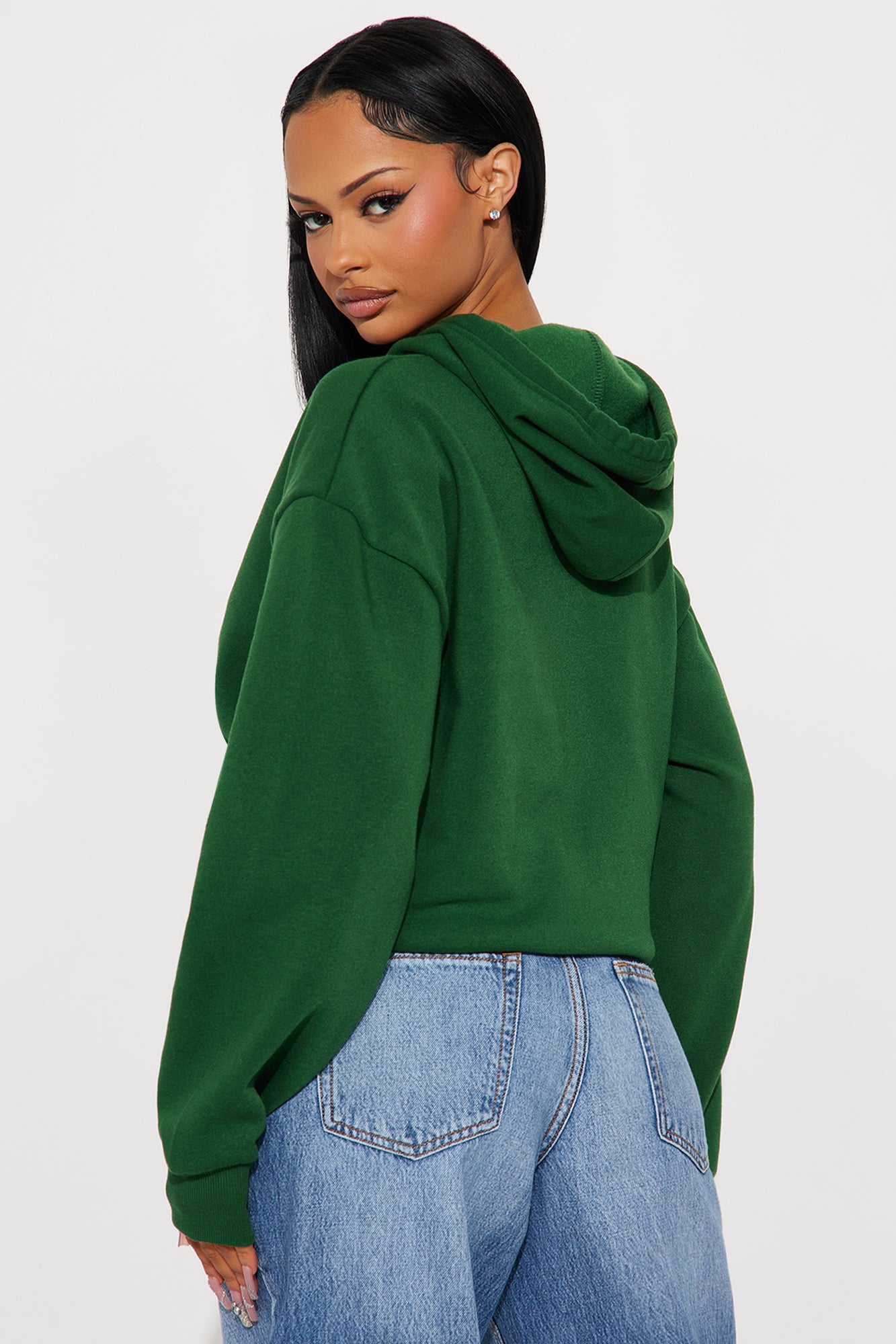 Minimalist Fleece Hoodie Sweatshirt - Hunter Green