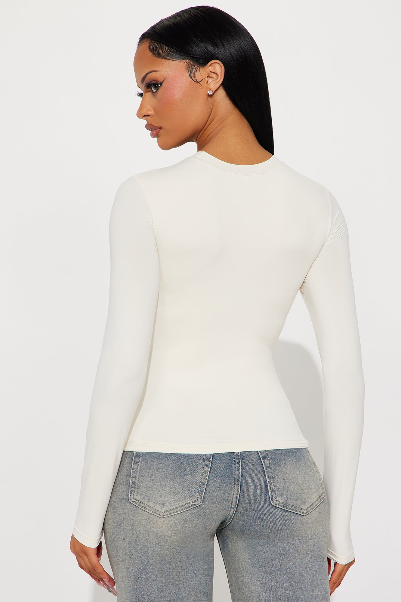 Second Skin Double Lined Long Sleeve Top - Bone