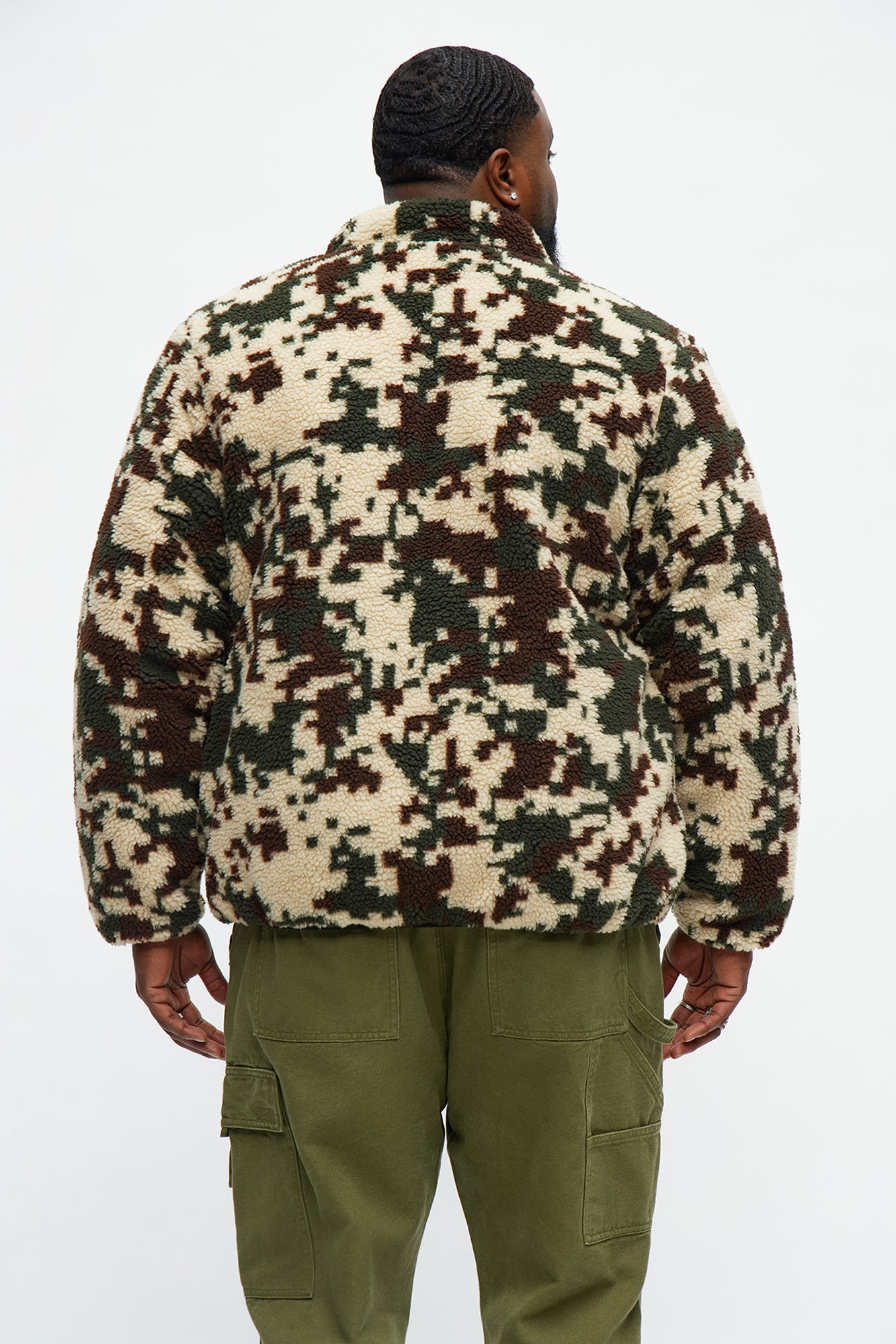 Pixelated Camo Sherpa Zip Shacket - Camouflage