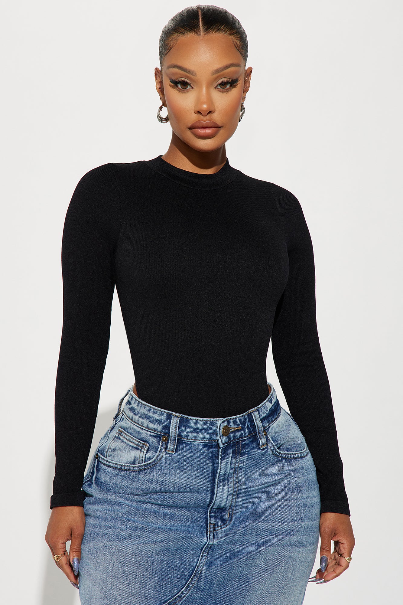 Marena Long Sleeve Bodysuit - Black