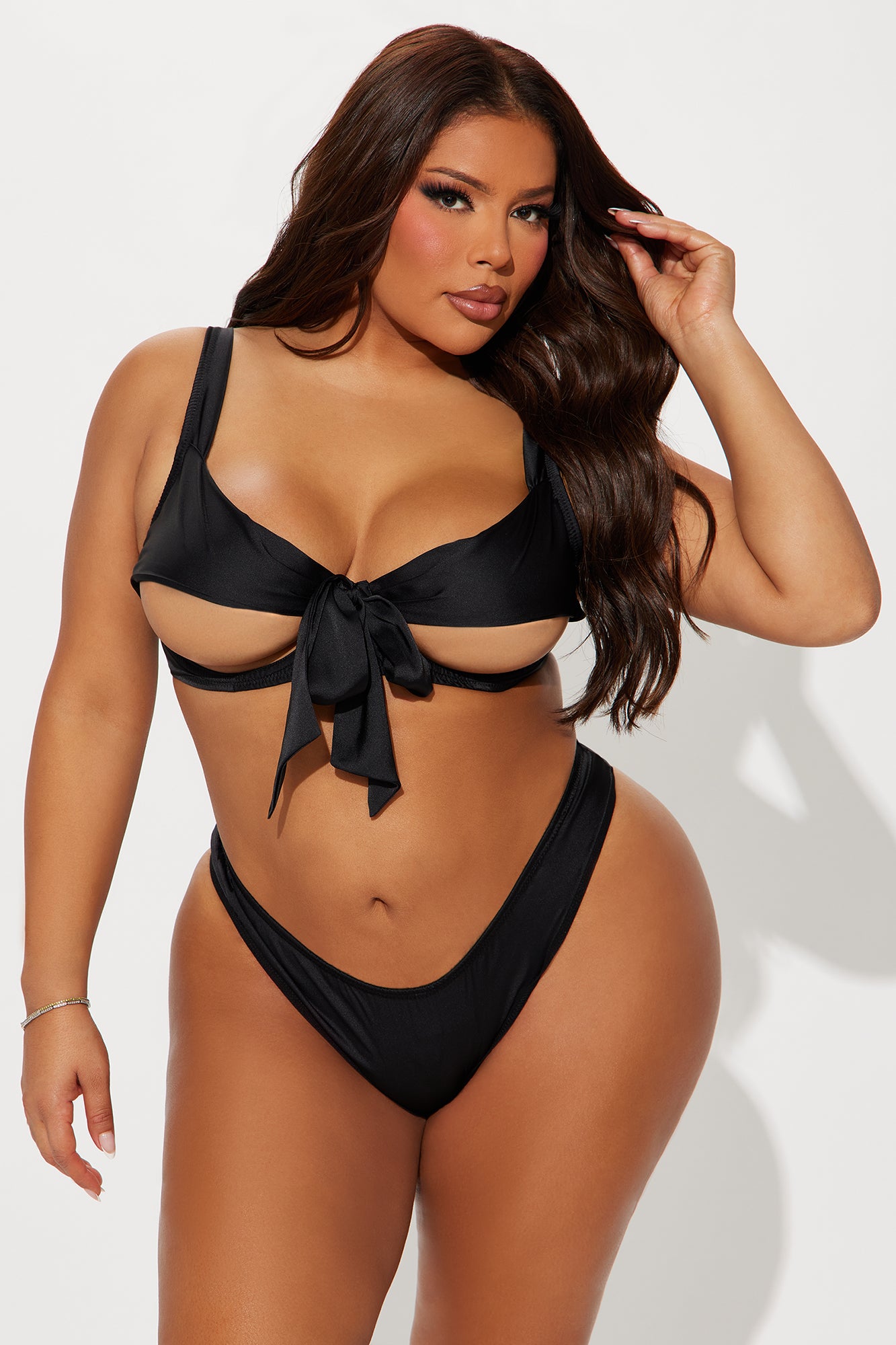Amy Bow Tie Front 2 Piece Set - Black