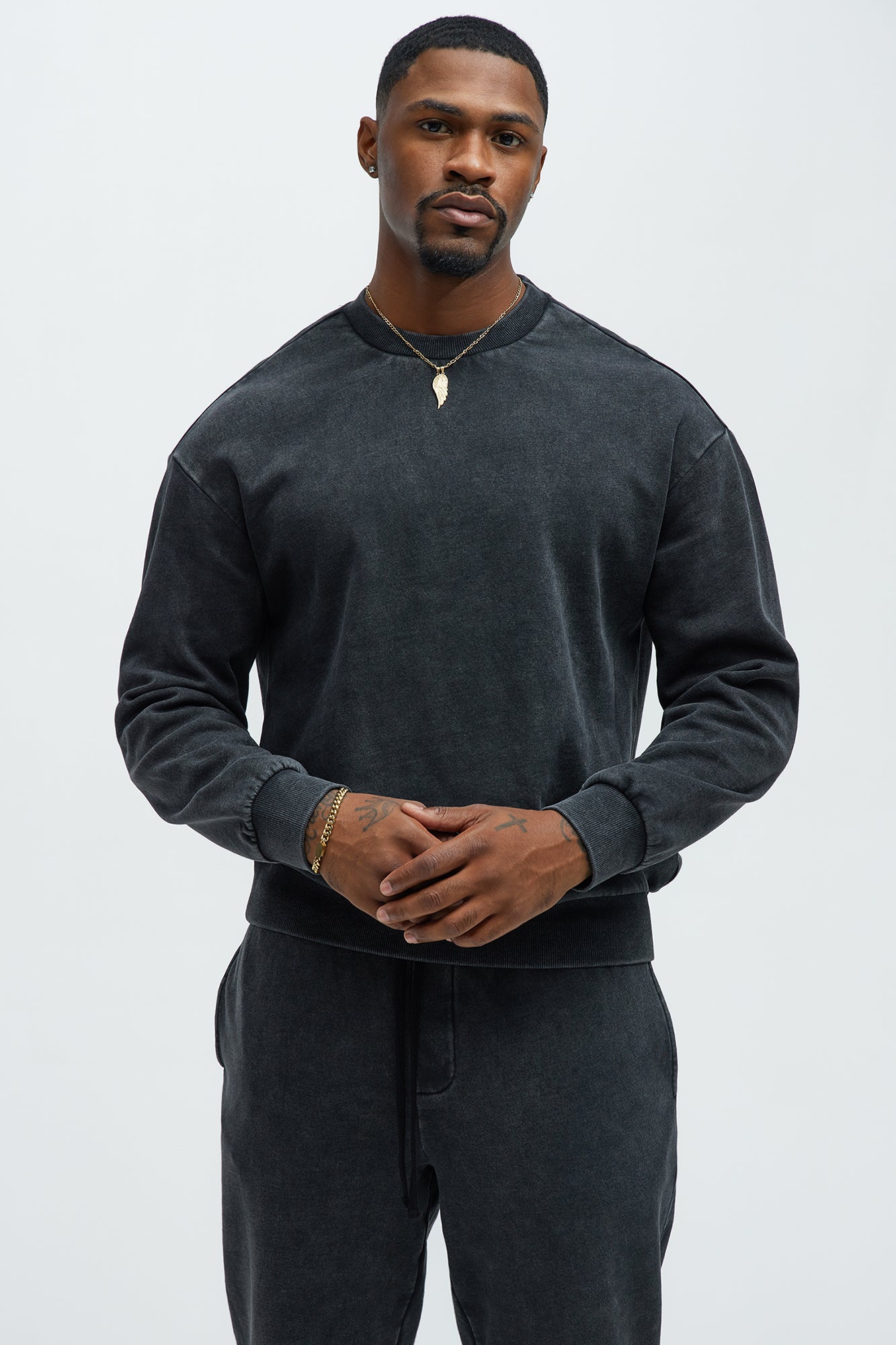 Tayson Heavy Wash Crewneck Sweatshirt - Black Wash