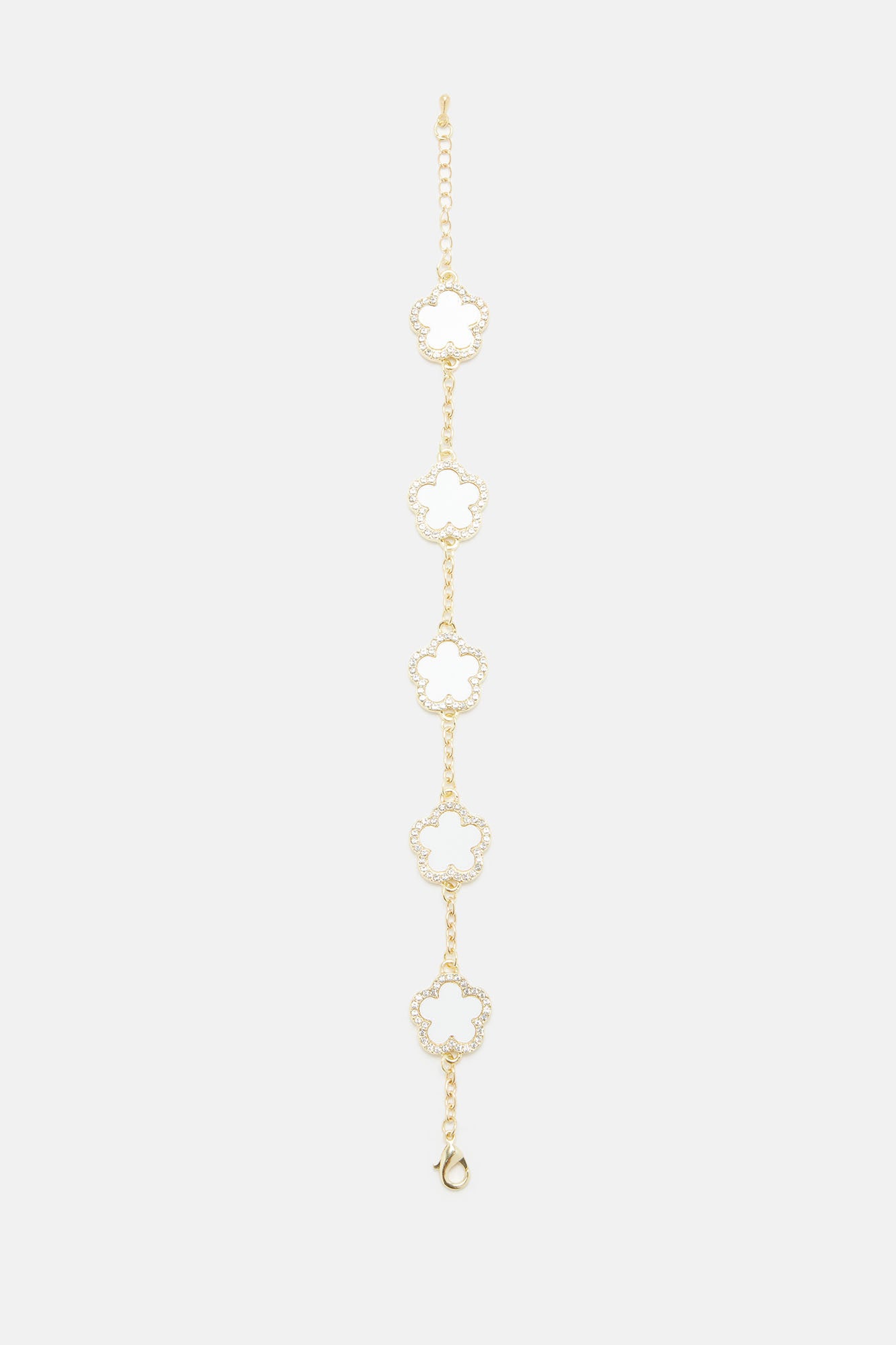 My Clover Chain Bracelet - White/Gold