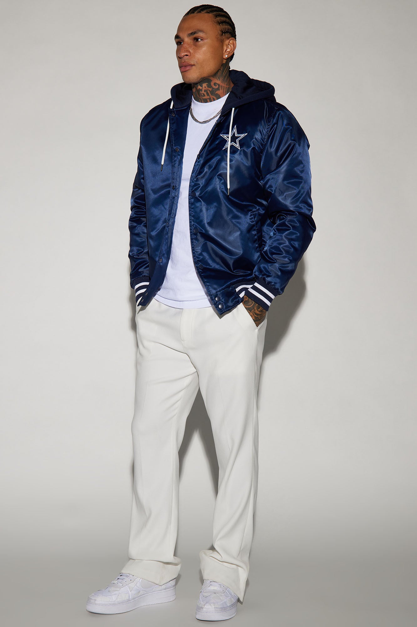 Cowboys Hooded Bomber Jacket - Navy