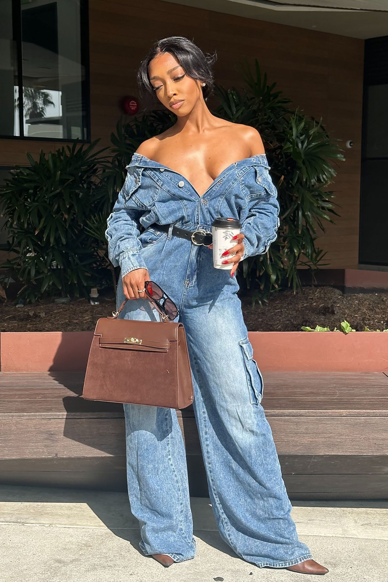 Daisy Denim Cargo Jumpsuit - Denim