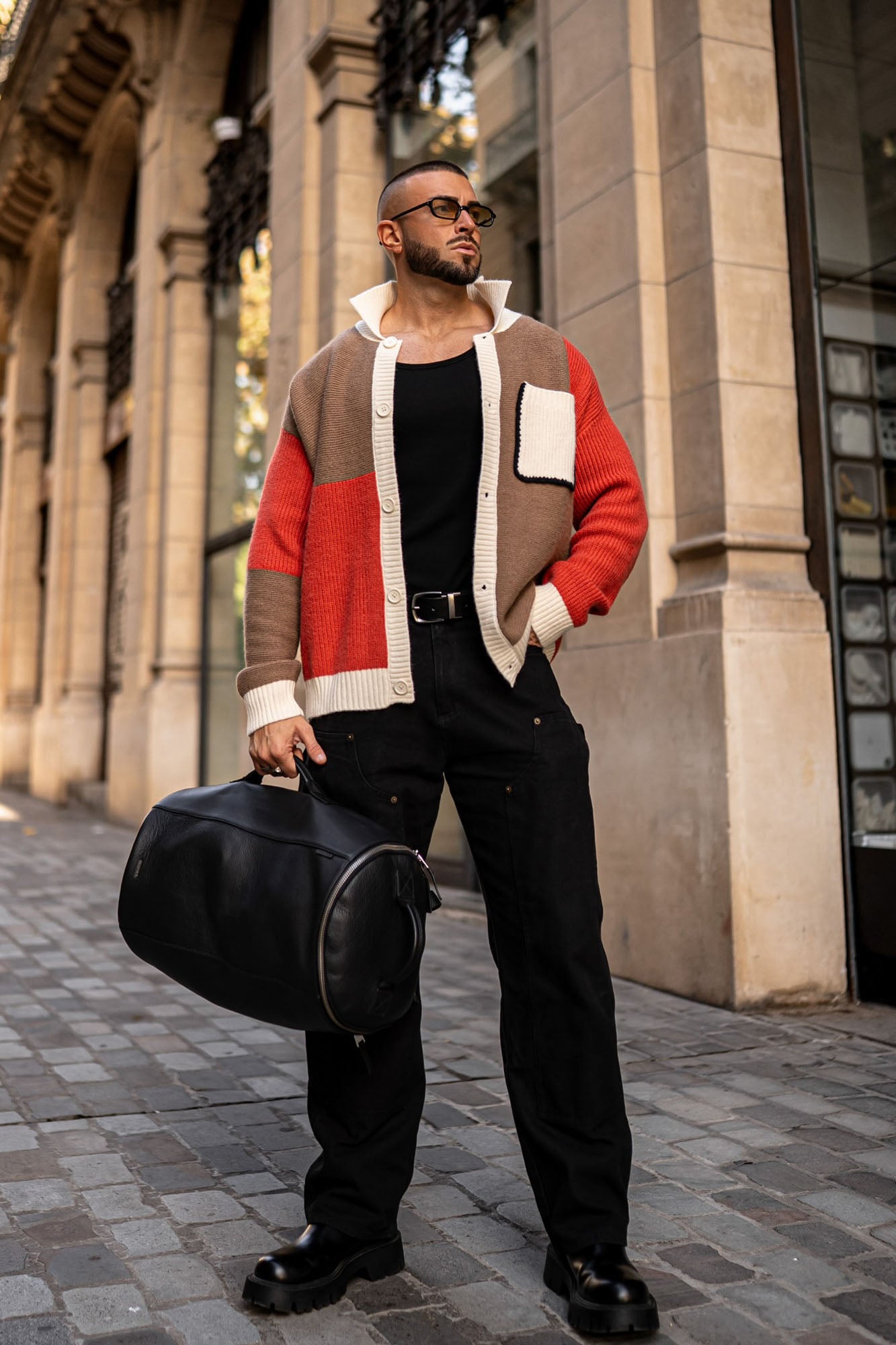 Home Hearth Collared Cardigan - Rust/combo