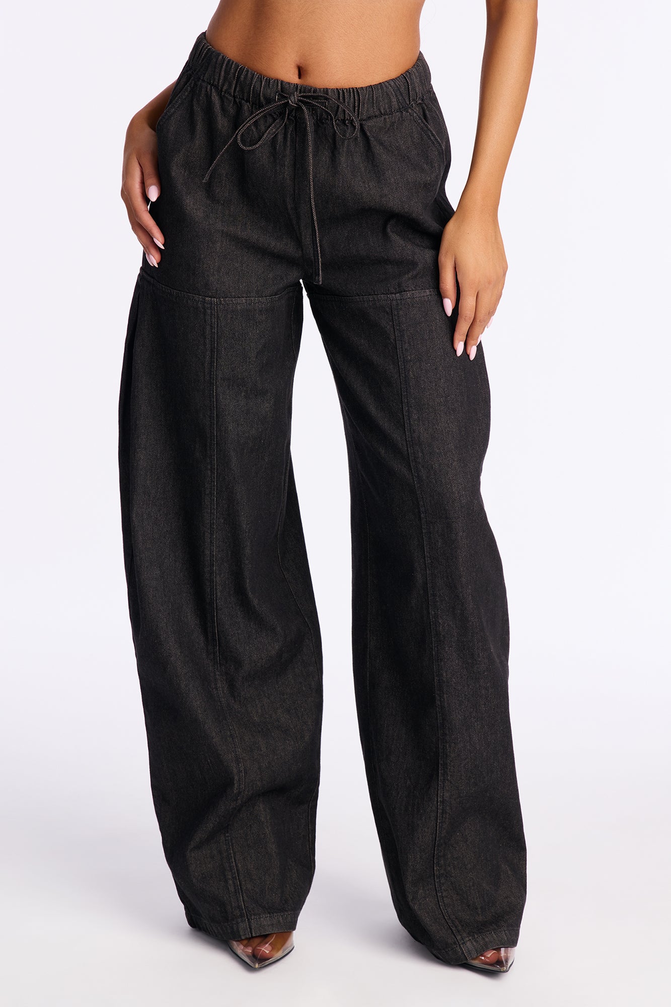 Brigantine Pull On Wide Leg Jeans - Black Wash