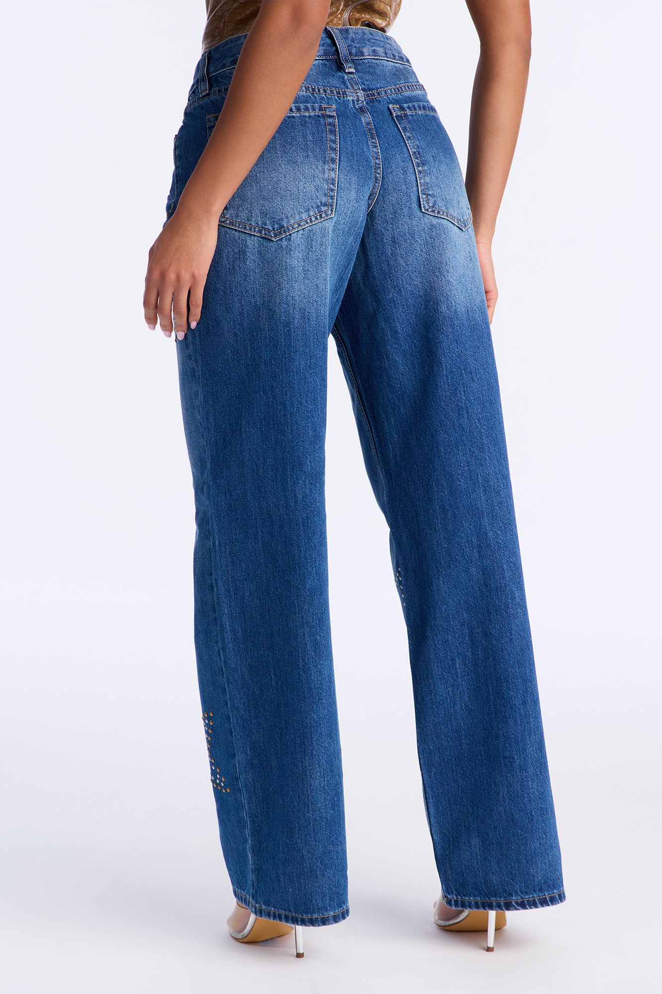 Ready For Stardom Studded Wide Leg Jean - Dark Wash